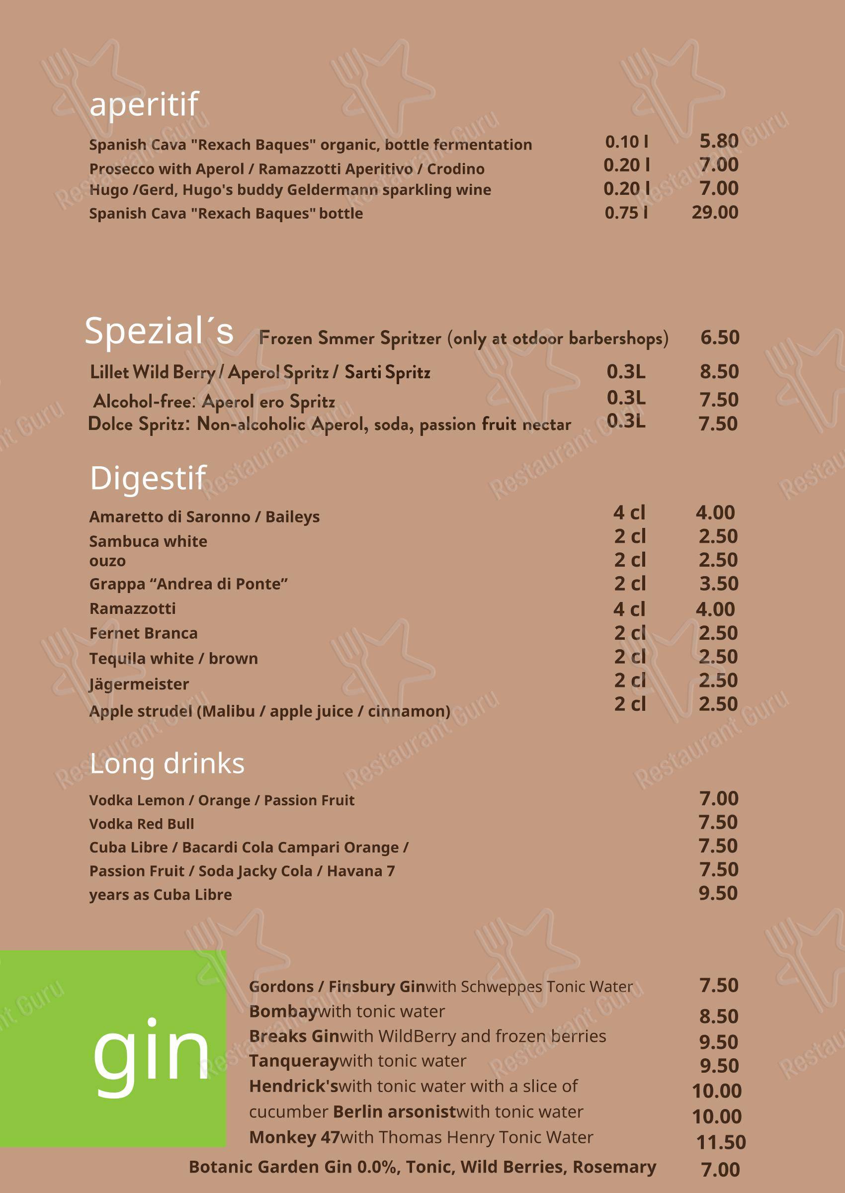 avocado restaurant в Раштатте - 菜单