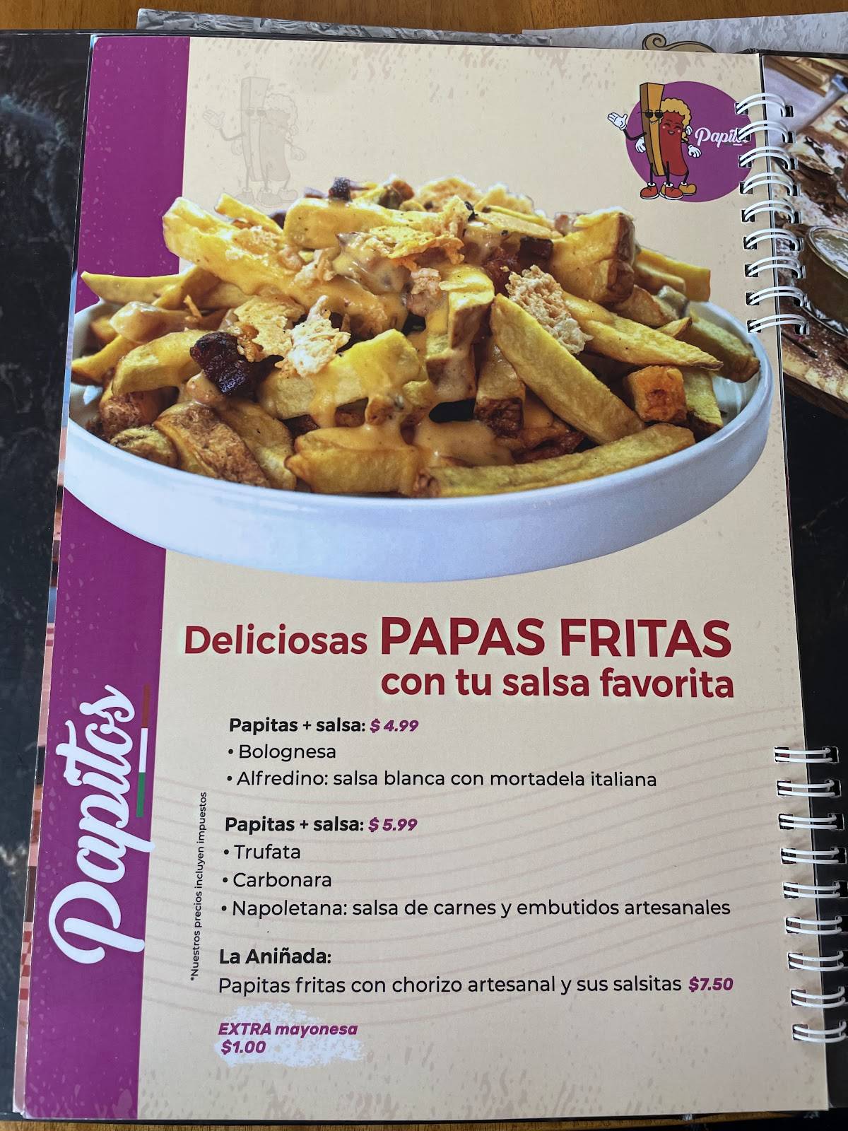tPasta меню