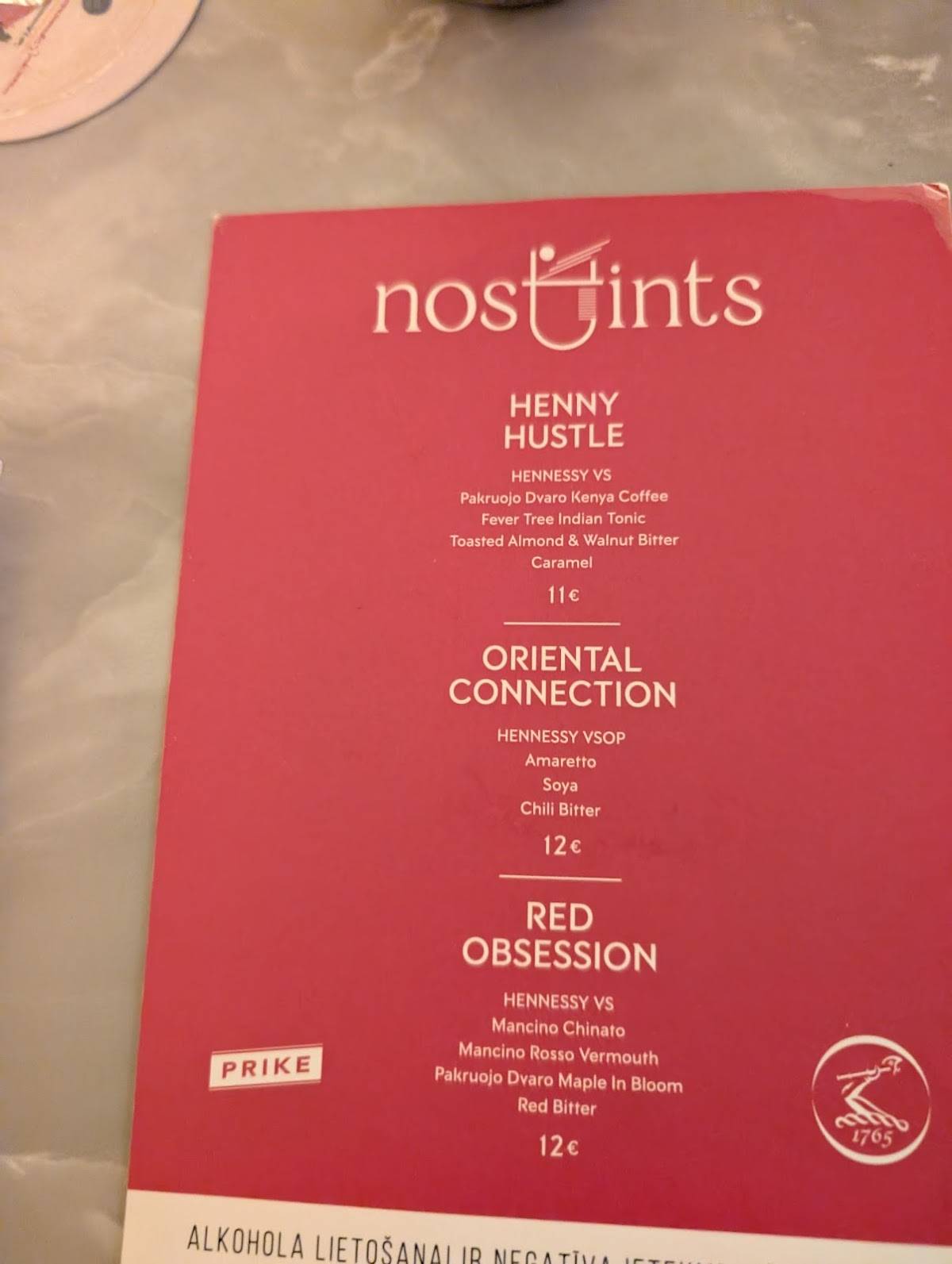 nosaints hidden bar меню