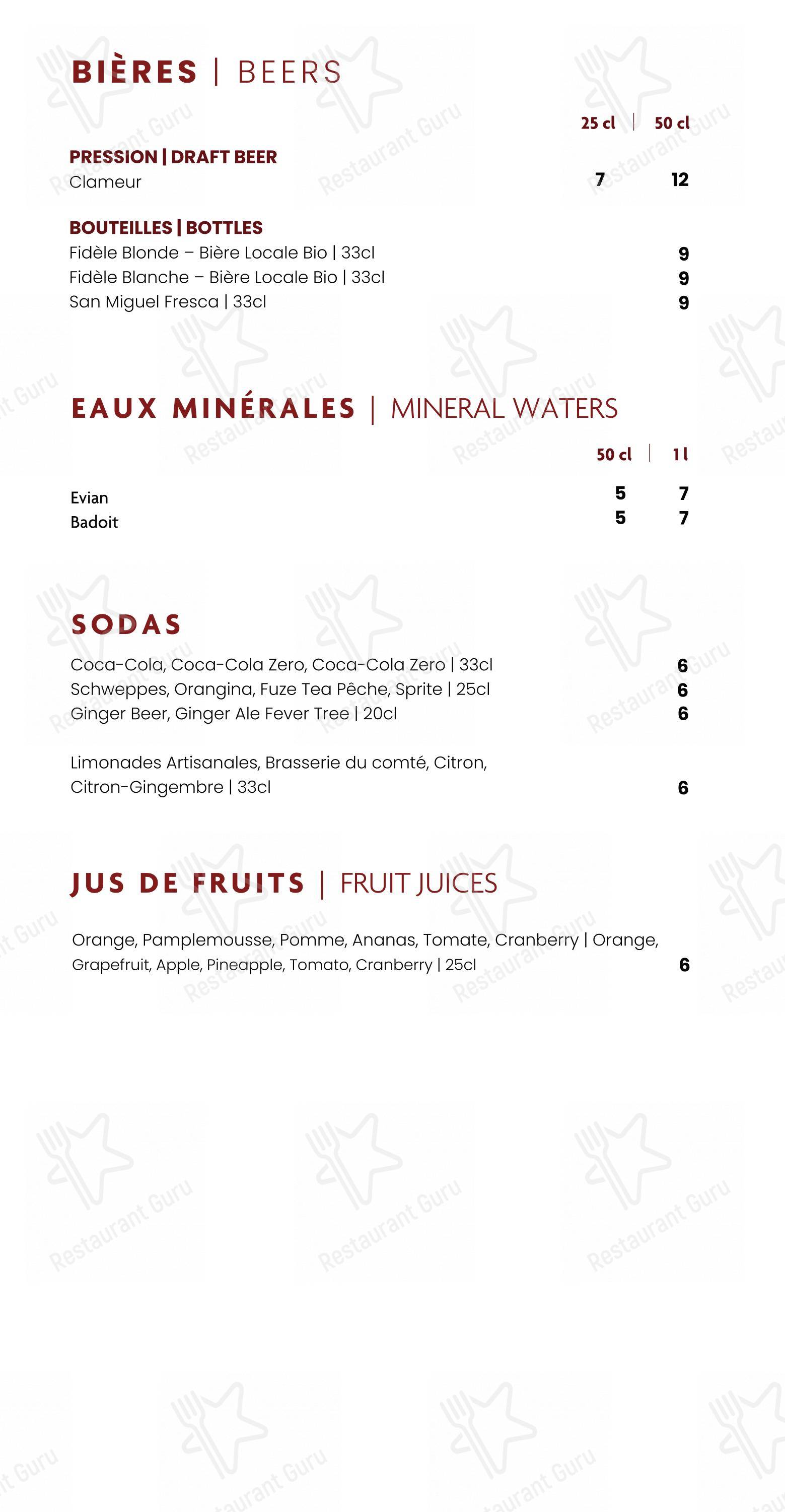 Меню напитков ресторана Balm Restaurant в Ницце