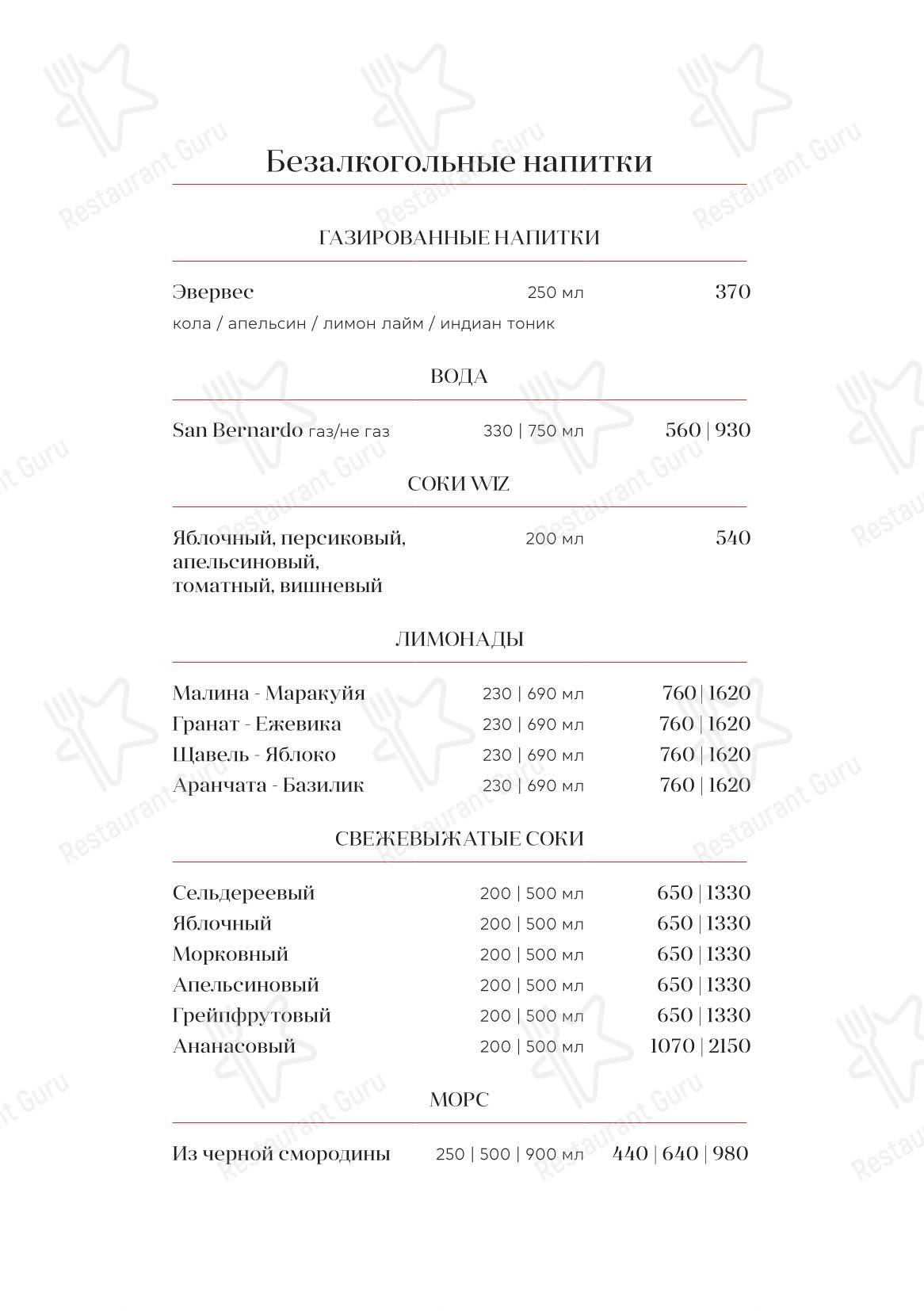 Меню ресторана Bocconcino