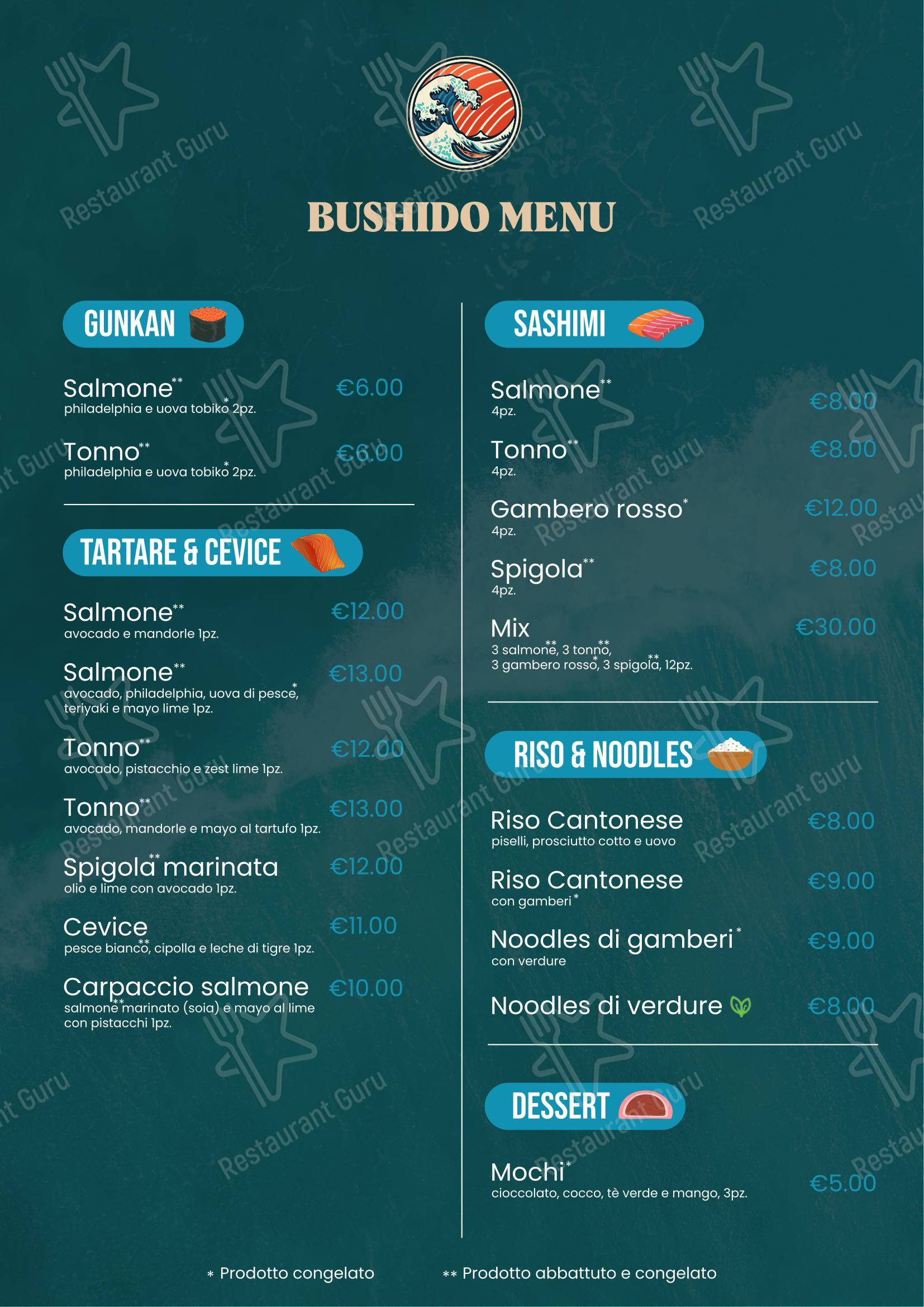 Меню ресторана Bushido Sushi Roma