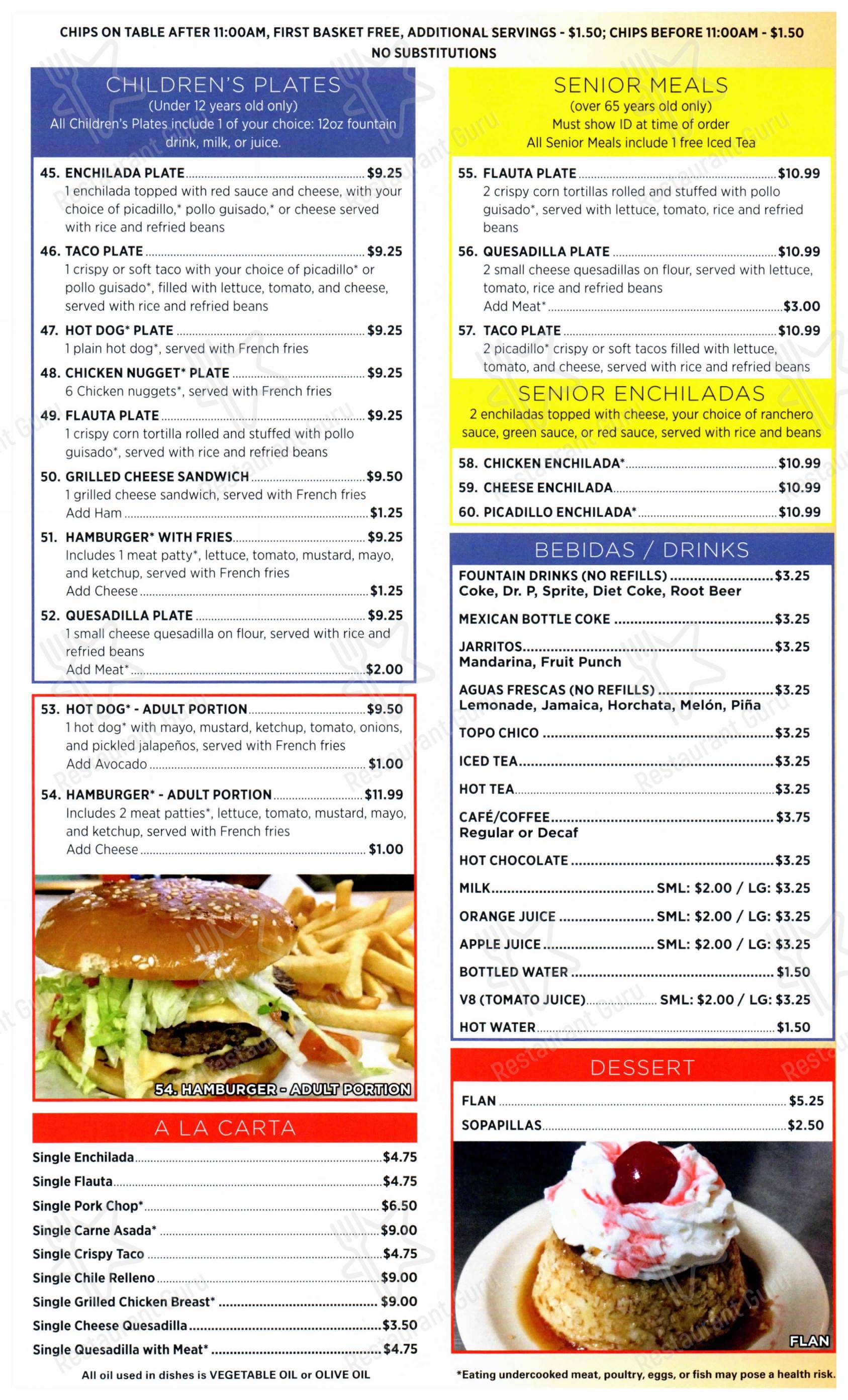 Chekos Méxican Restaurant & Bar в Остине - Меню