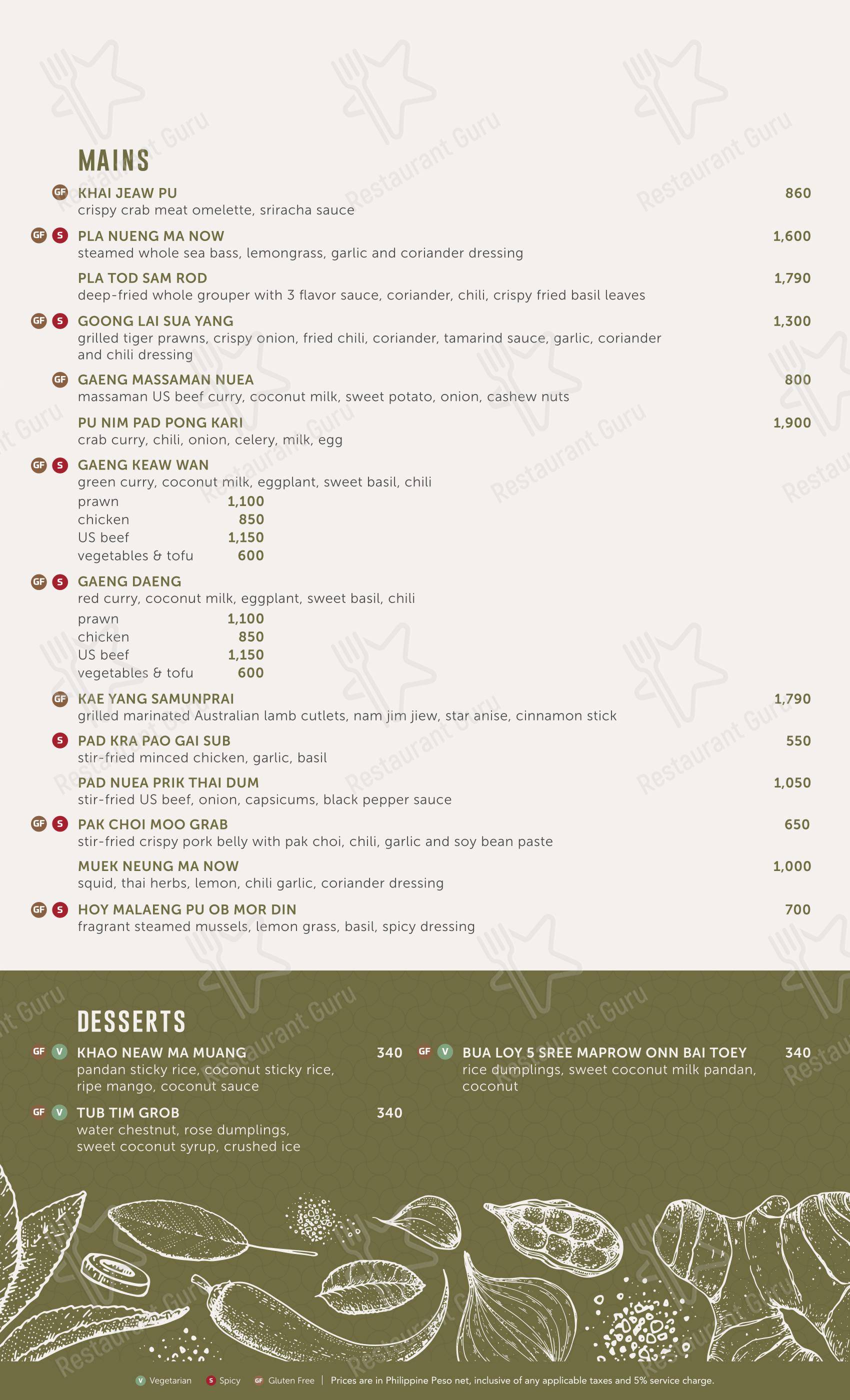 Меню ресторана Crust Beach Bar & Restaurant - Меню