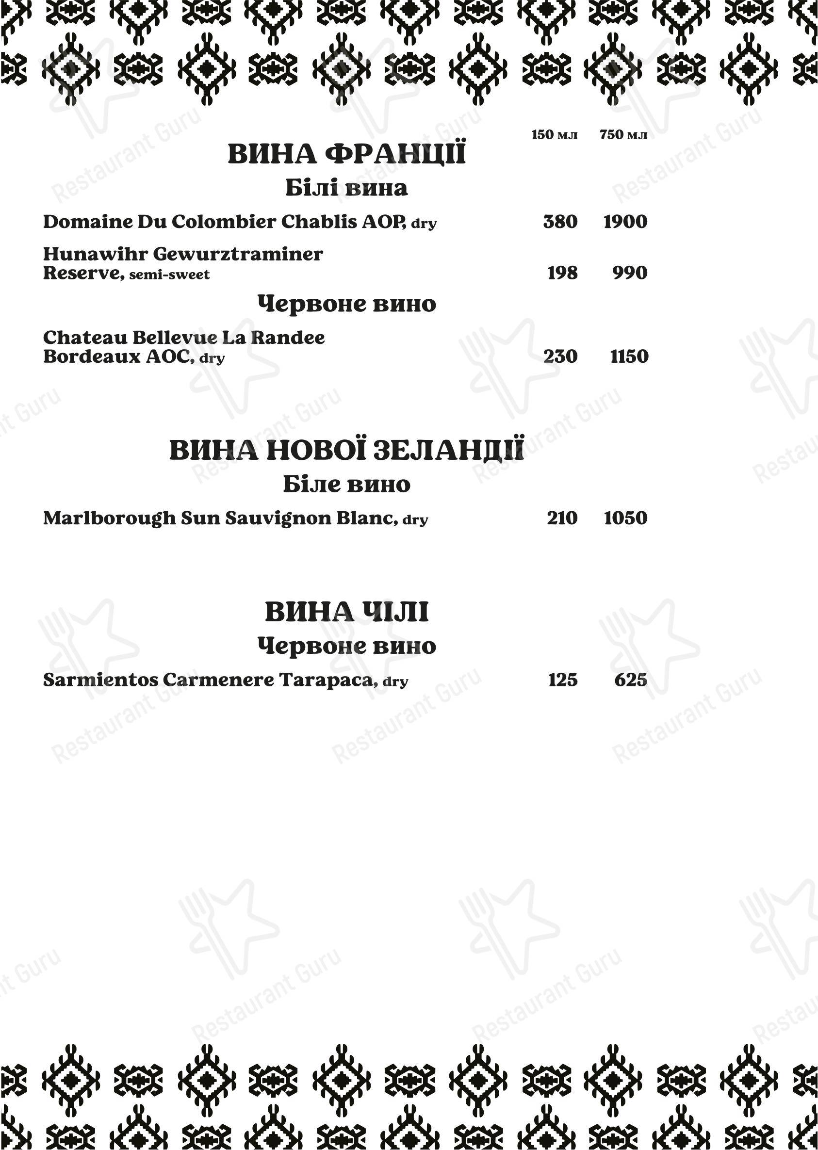 Dediko в Киеве - Меню