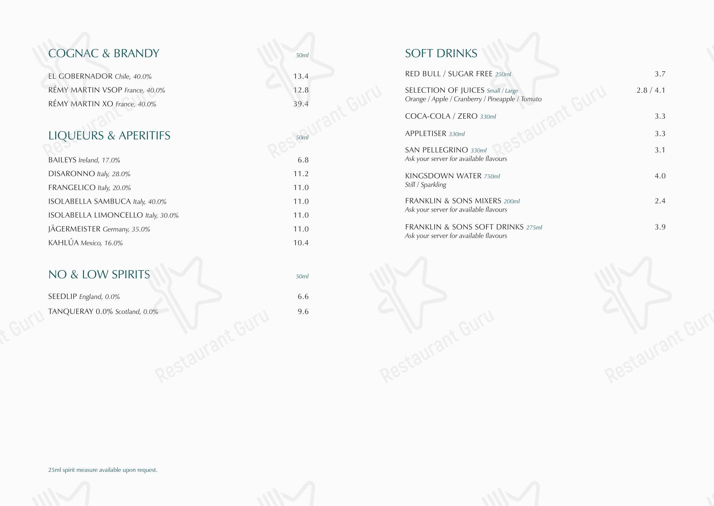 Меню паба и бара Fleets Bar & Kitchen
