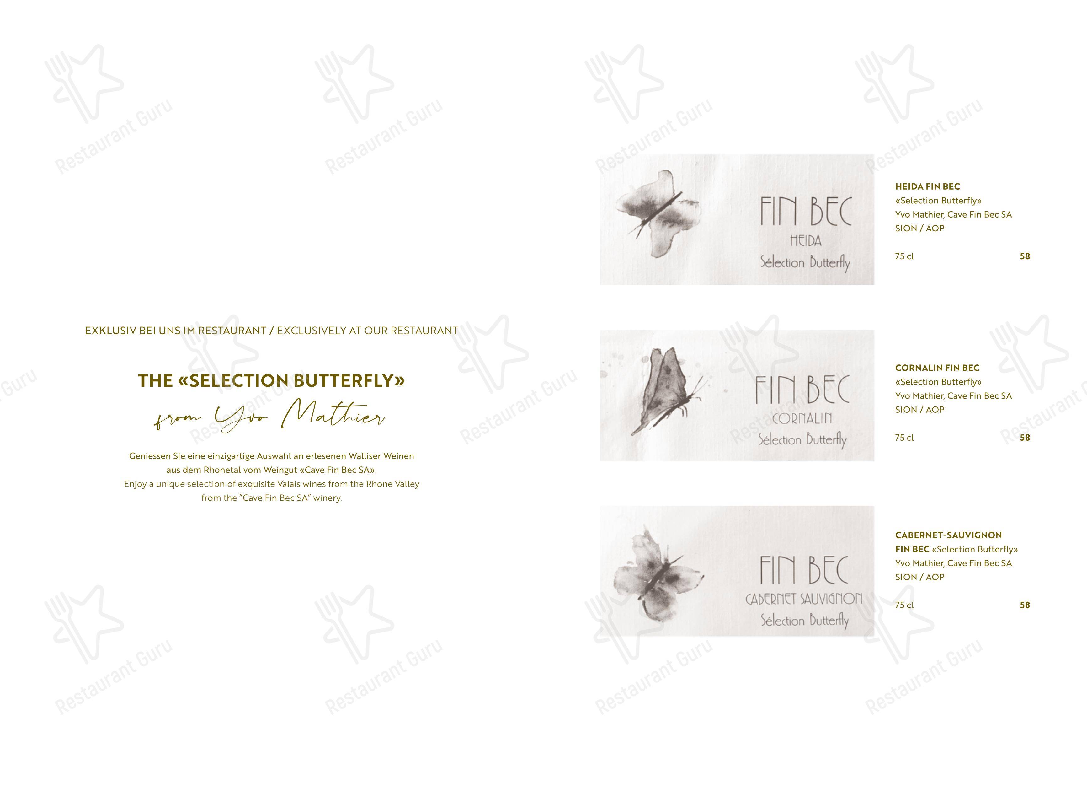 Меню ресторана Hotel Butterfly