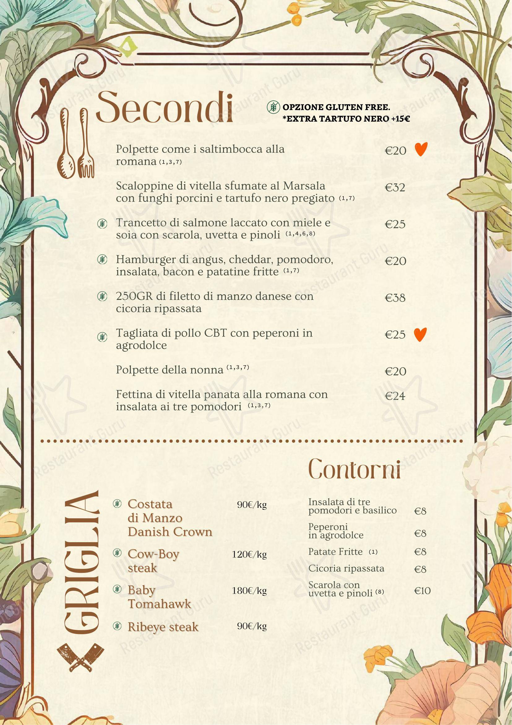 Меню напитков ресторана Nomina Cucina Ludica в Риме