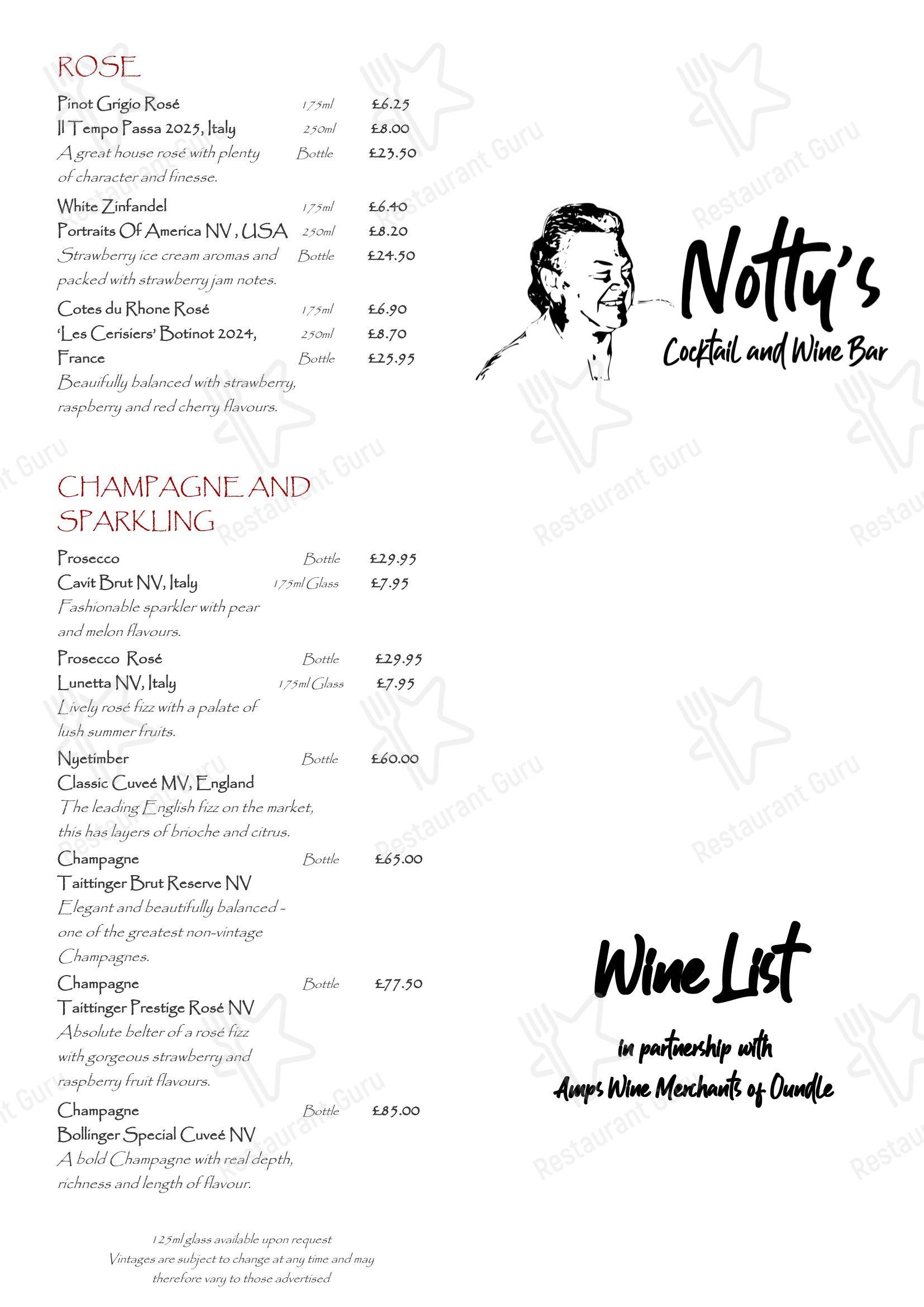 Notty's Cocktail & Wine Bar в Питерборо - Меню напитков