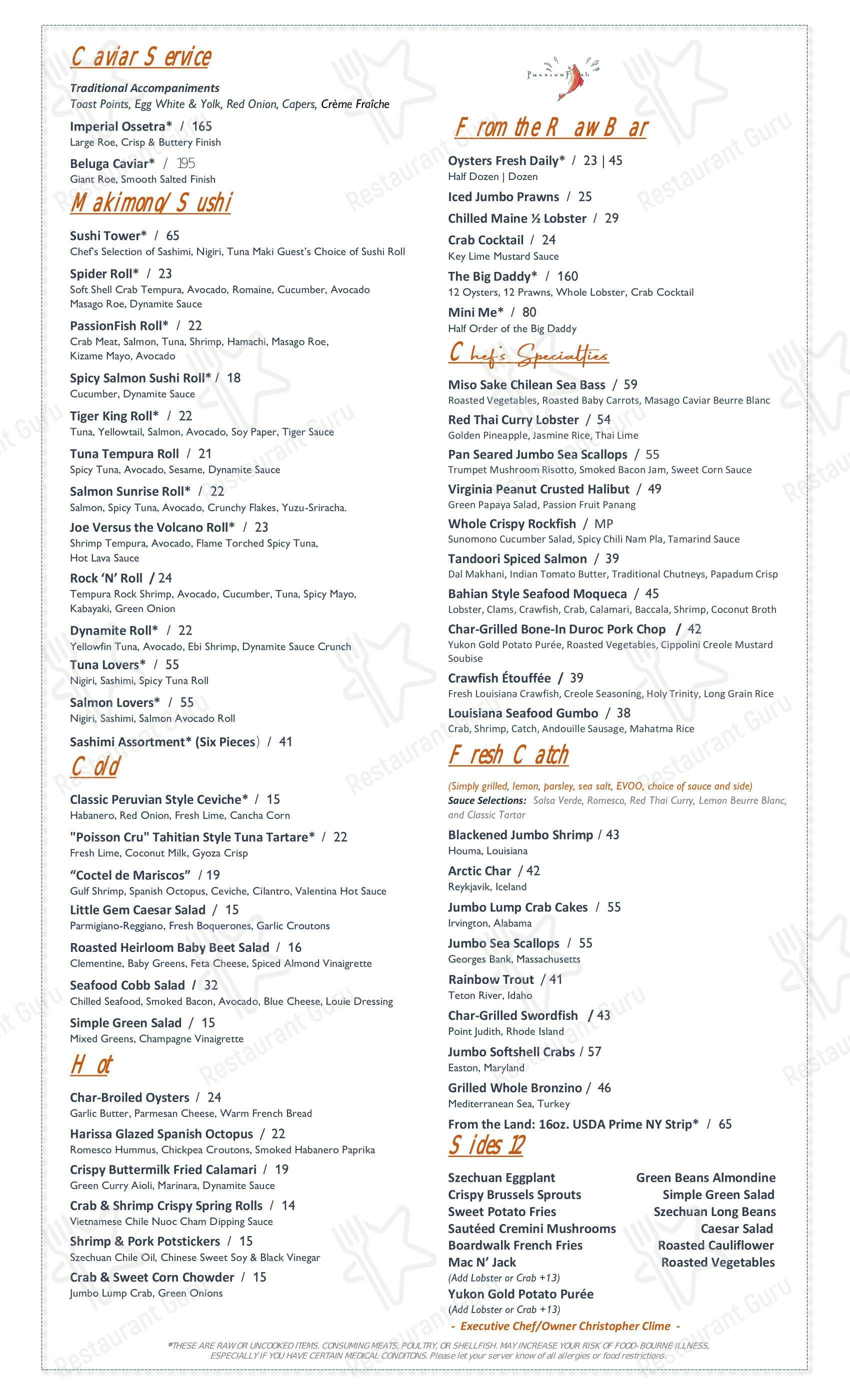 PassionFish Reston в Рестоне - At Home Catering Menu