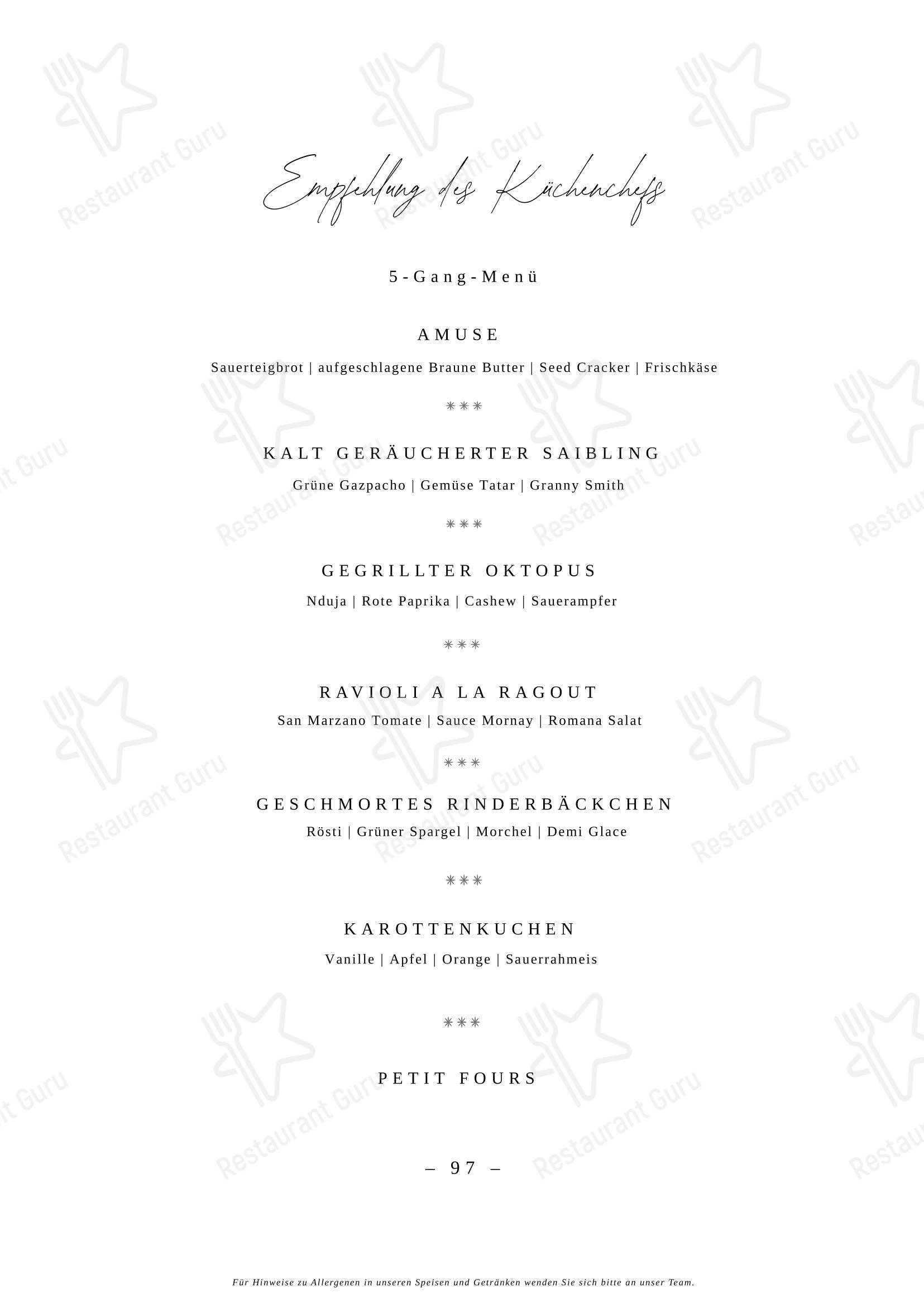 Меню ресторана Restaurant LUCE в Лейпциге