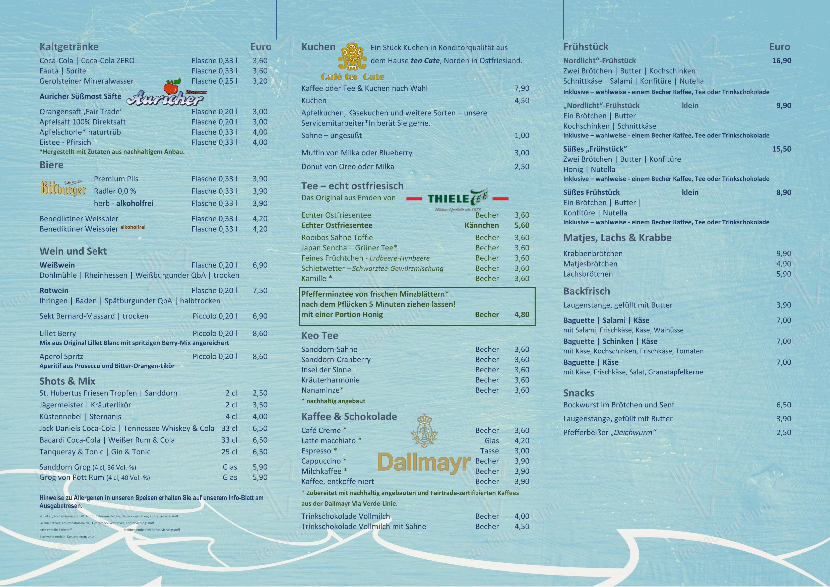 Меню ресторана Restaurant Strandlust - Коктейльная карта