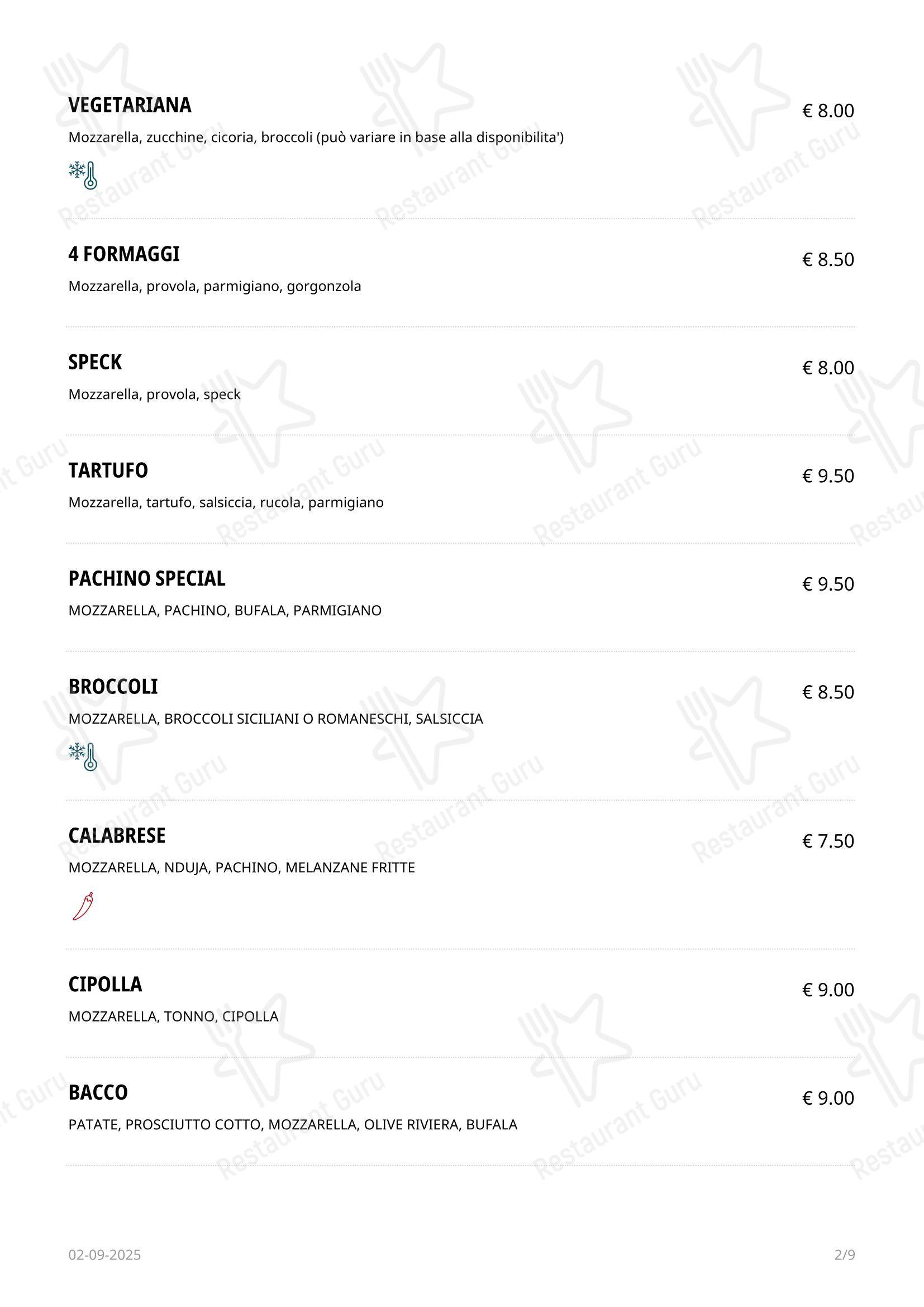 Roma в Риме - Меню