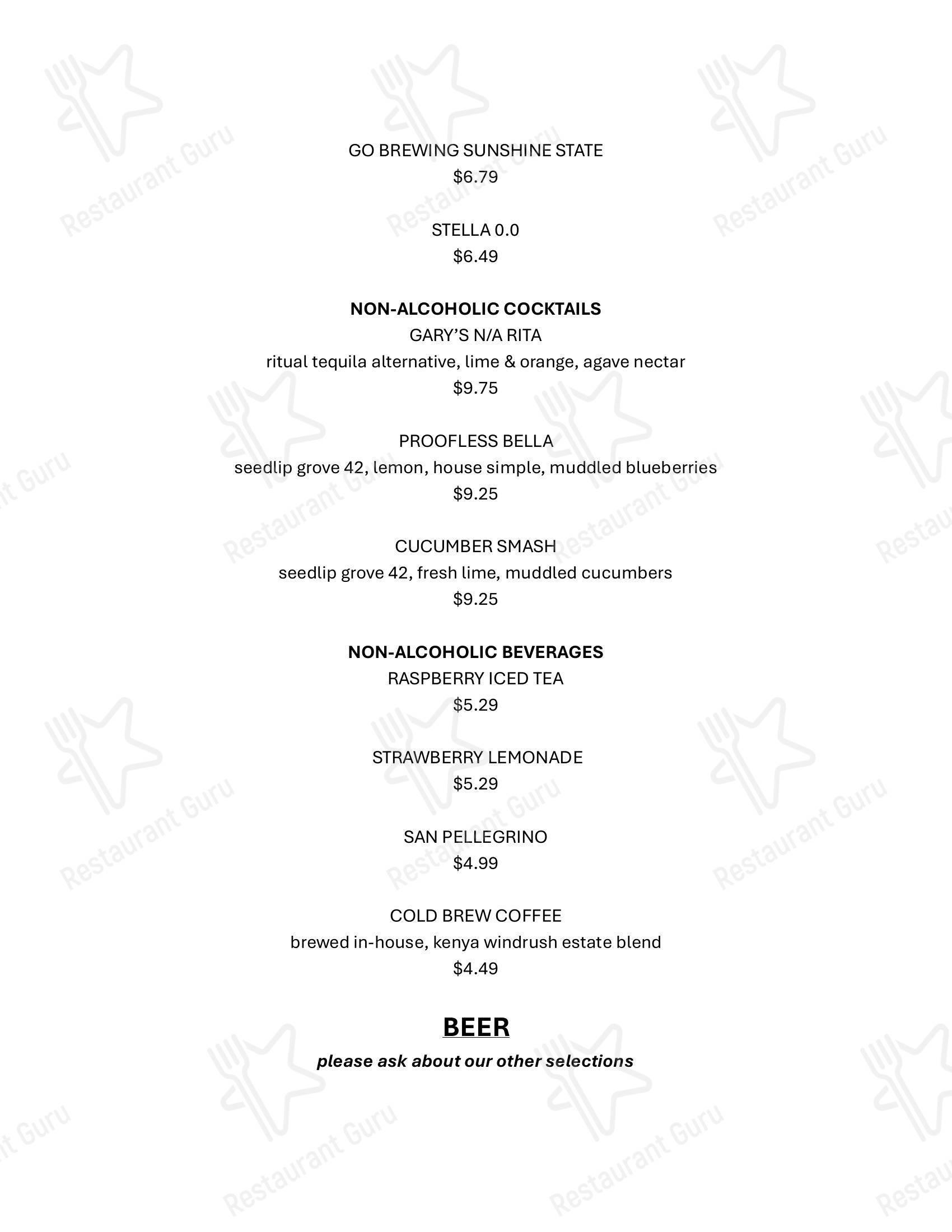 Dinner Menu паба и бара Rusty Bucket Restaurant and Tavern