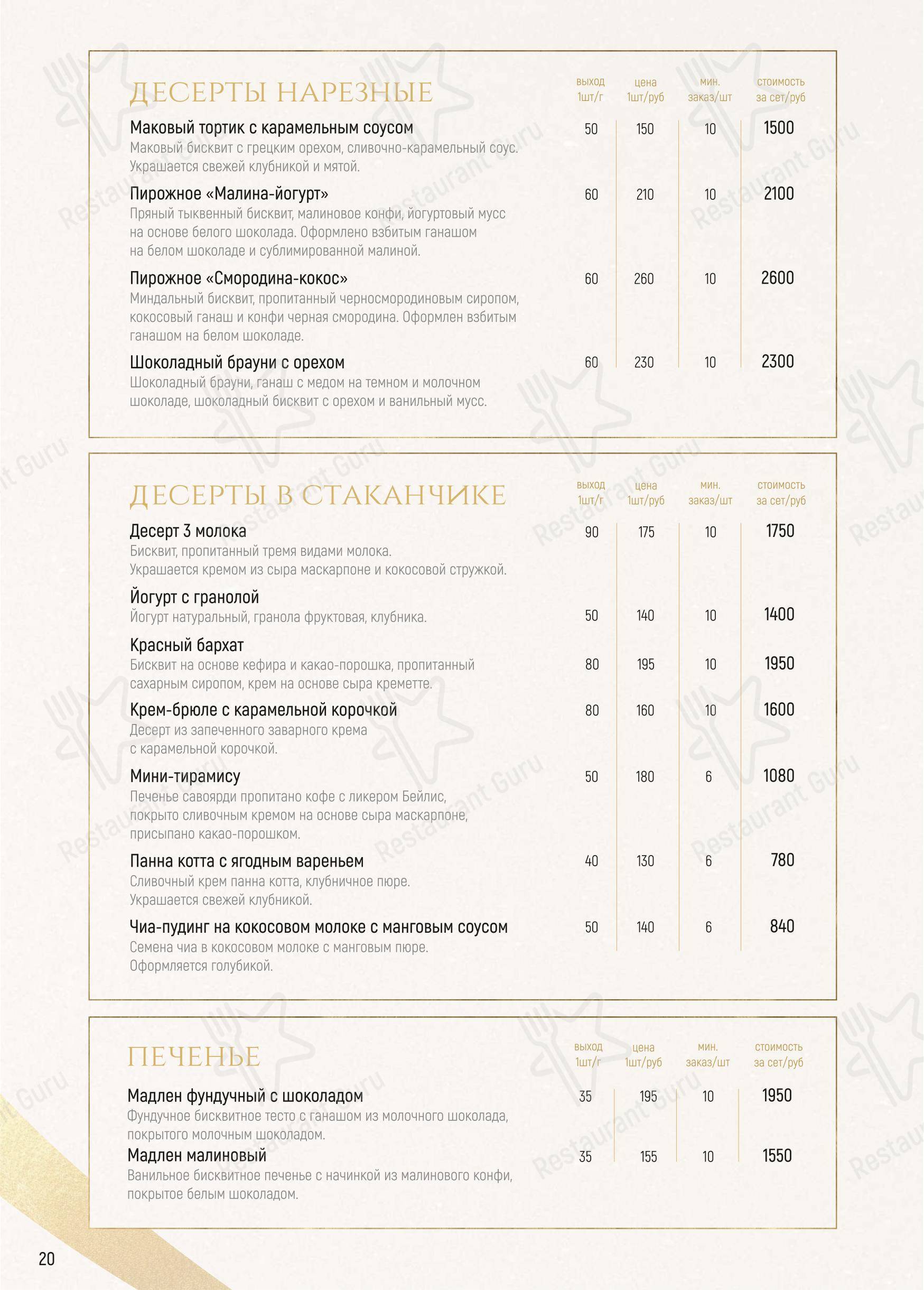 Ночное меню ресторана Труффальдино