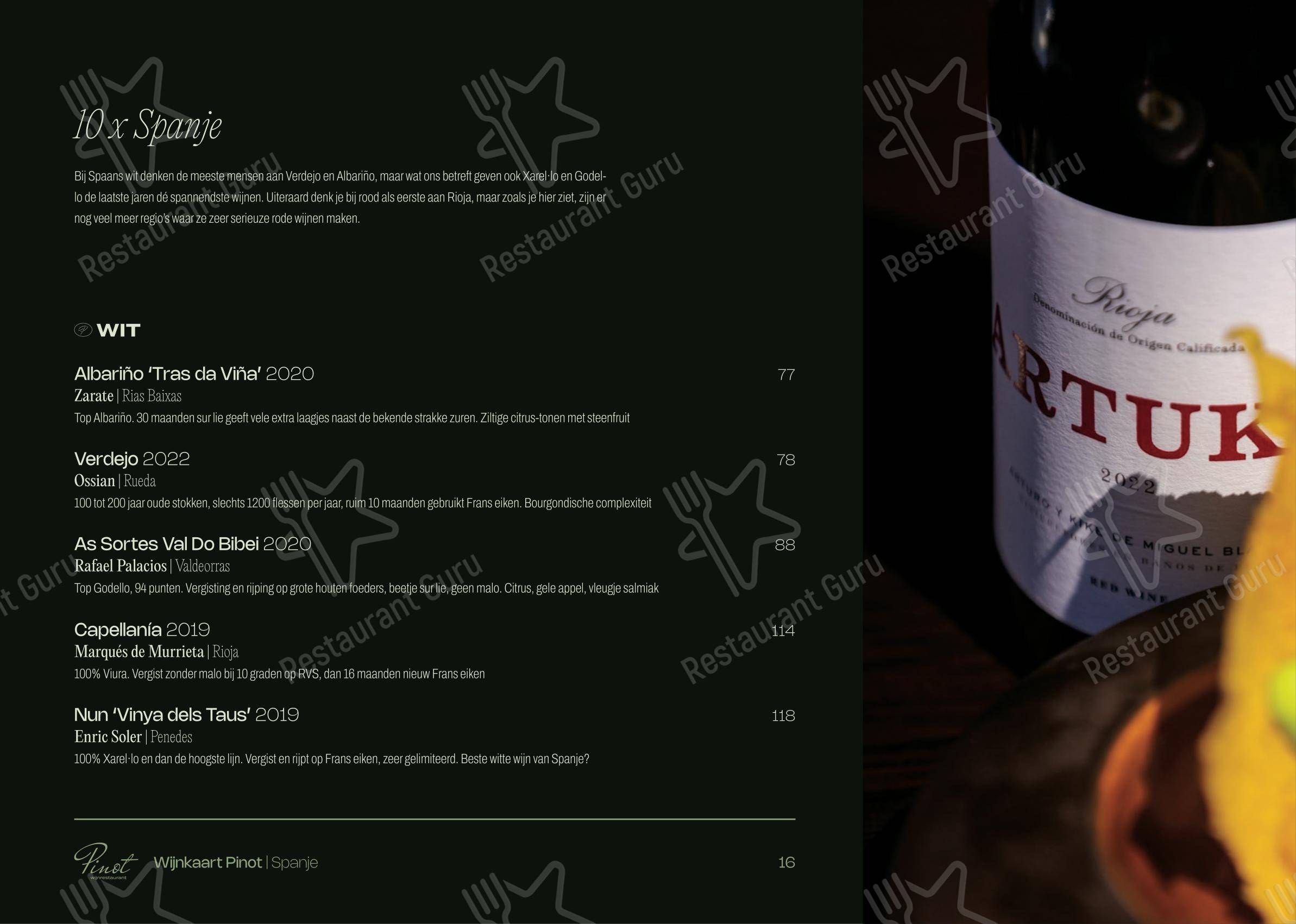 Взгляните на меню Wijnrestaurant Pinot