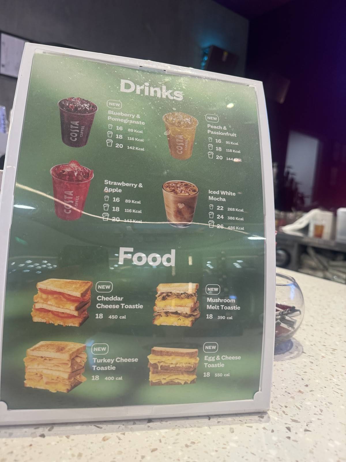 Costa Coffee меню