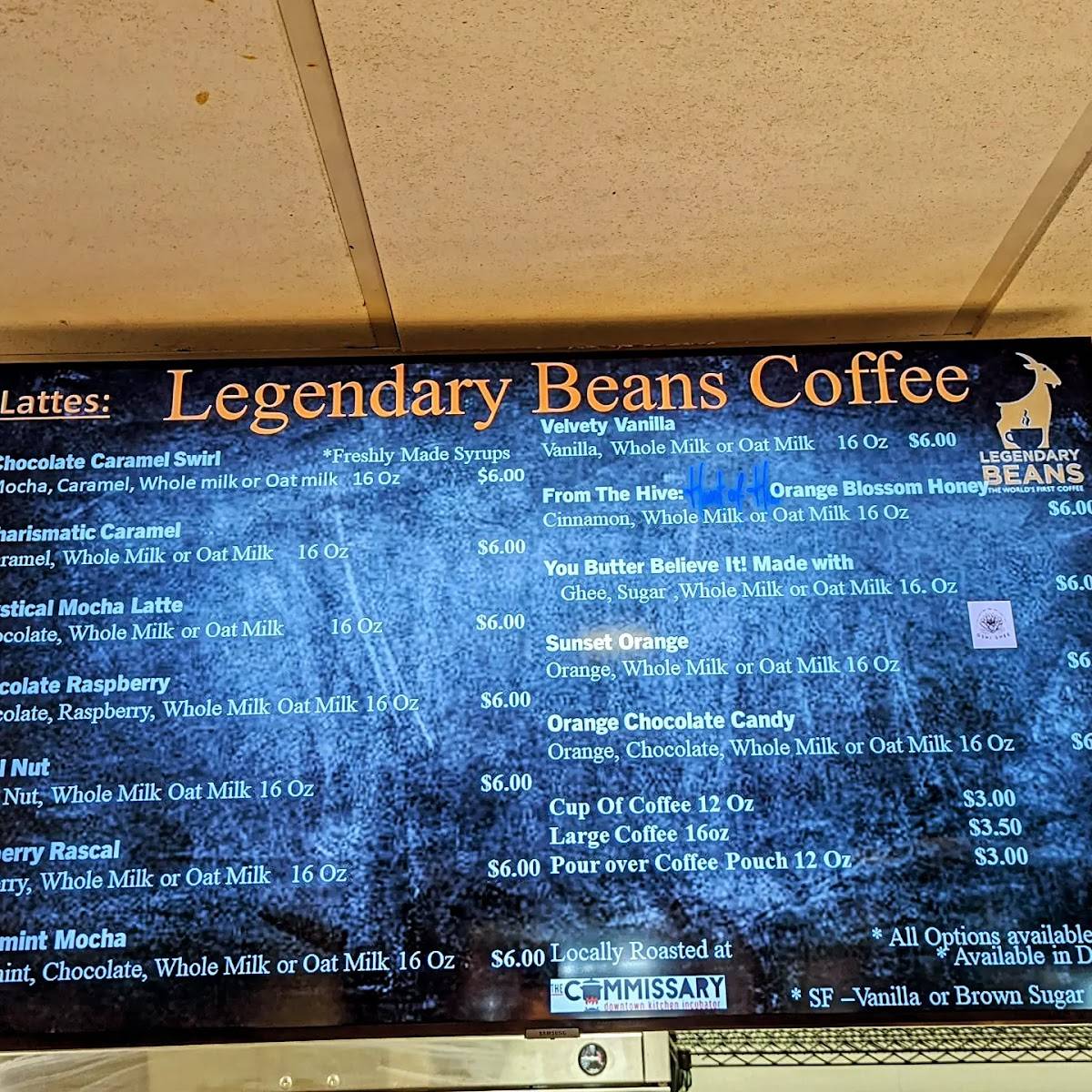 Legendary Beans Coffee меню
