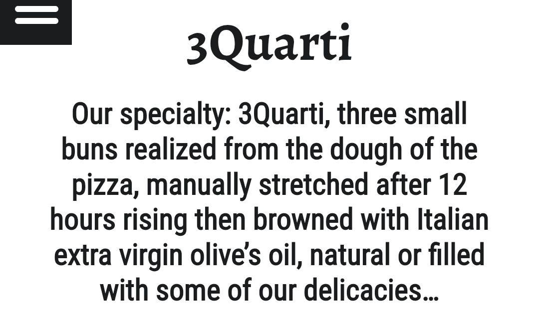 3 Quarti Restaurant меню