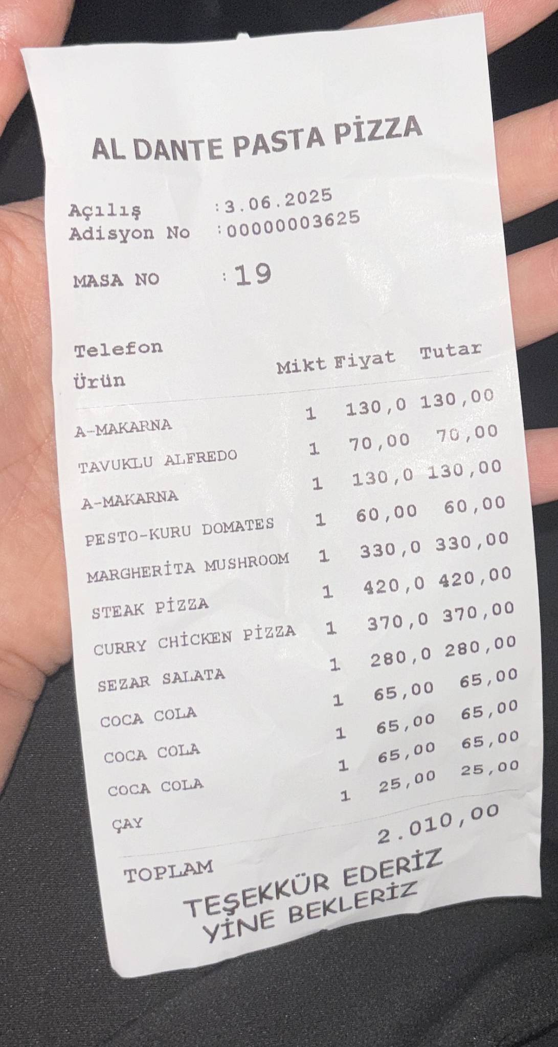 AL DANTE PASTA & PİZZA меню
