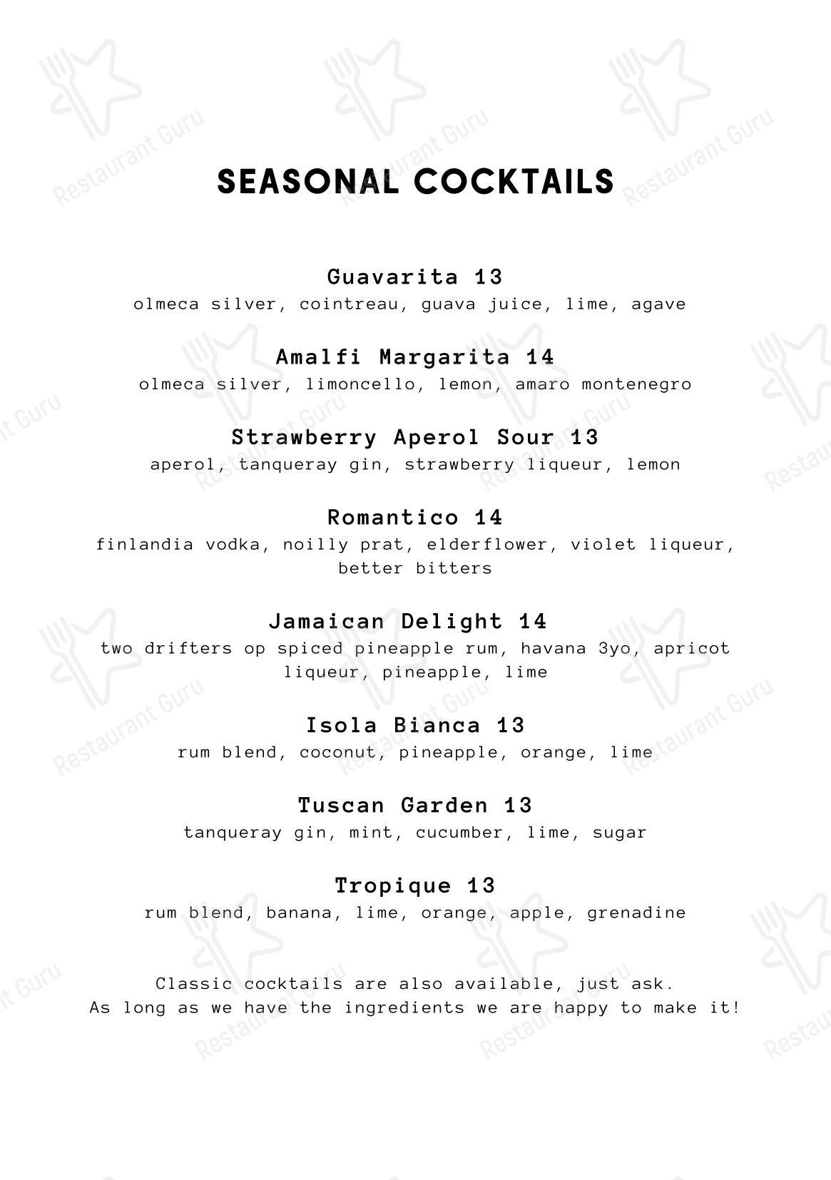 ALFI Bar в Лондоне - Lunch Menu