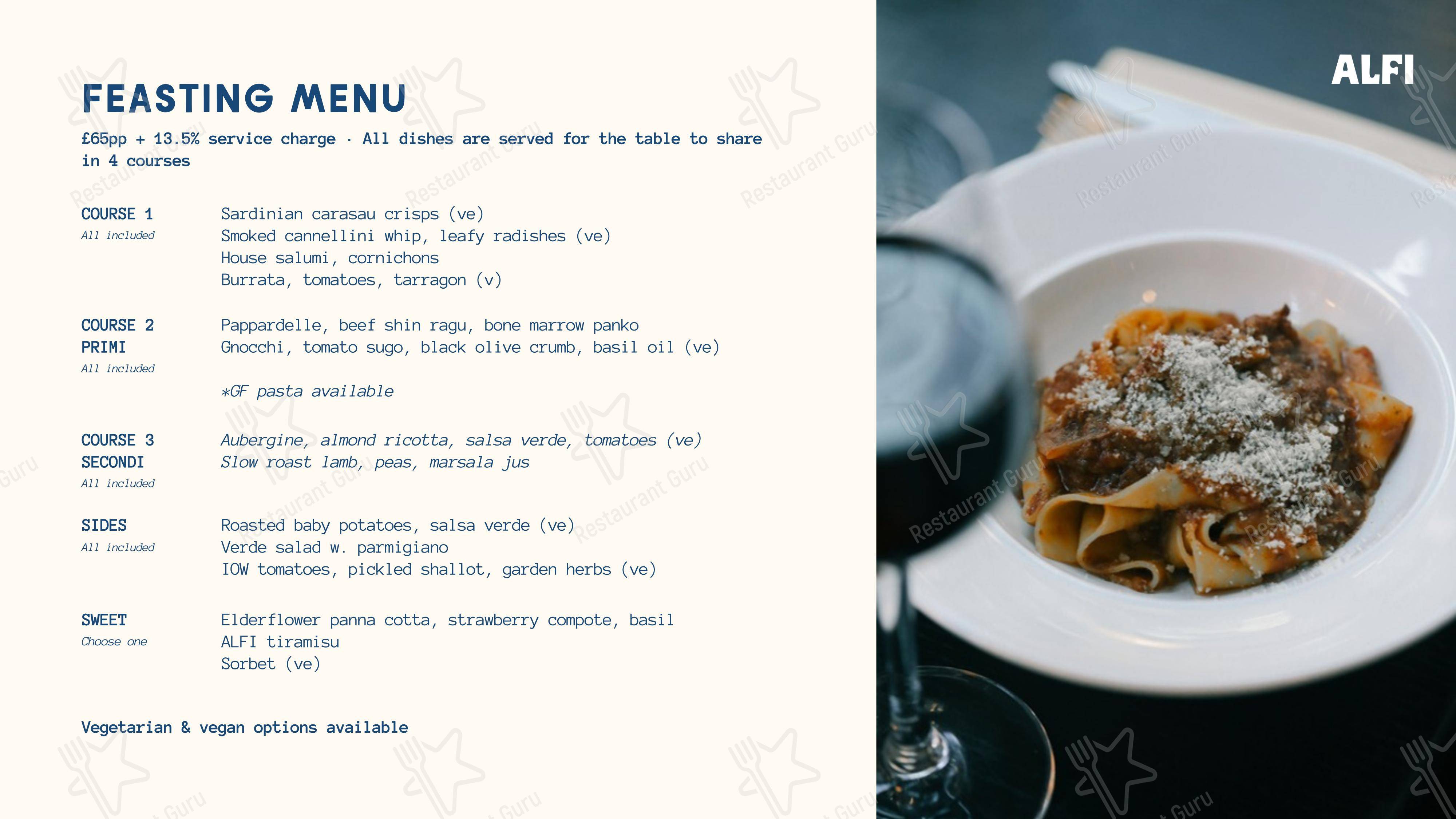 Lunch Menu ресторана ALFI Bar
