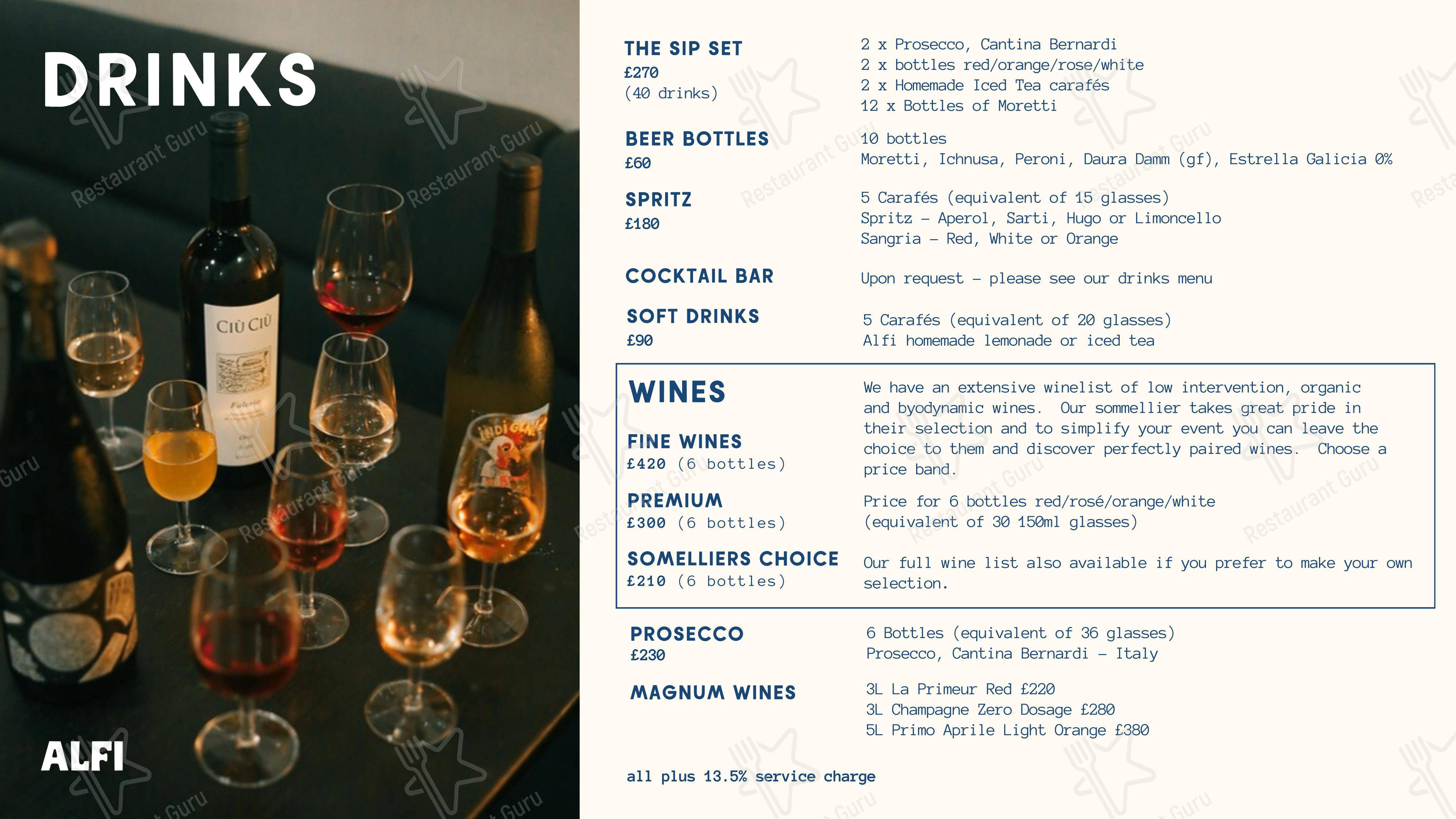 Lunch Menu ресторана ALFI Bar