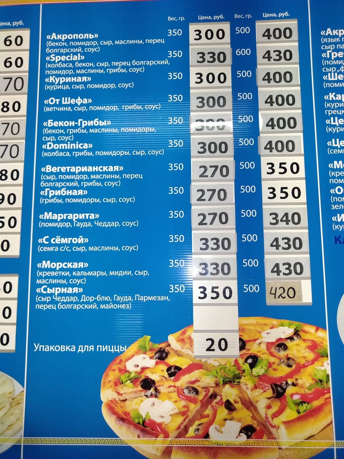 Акрополь меню