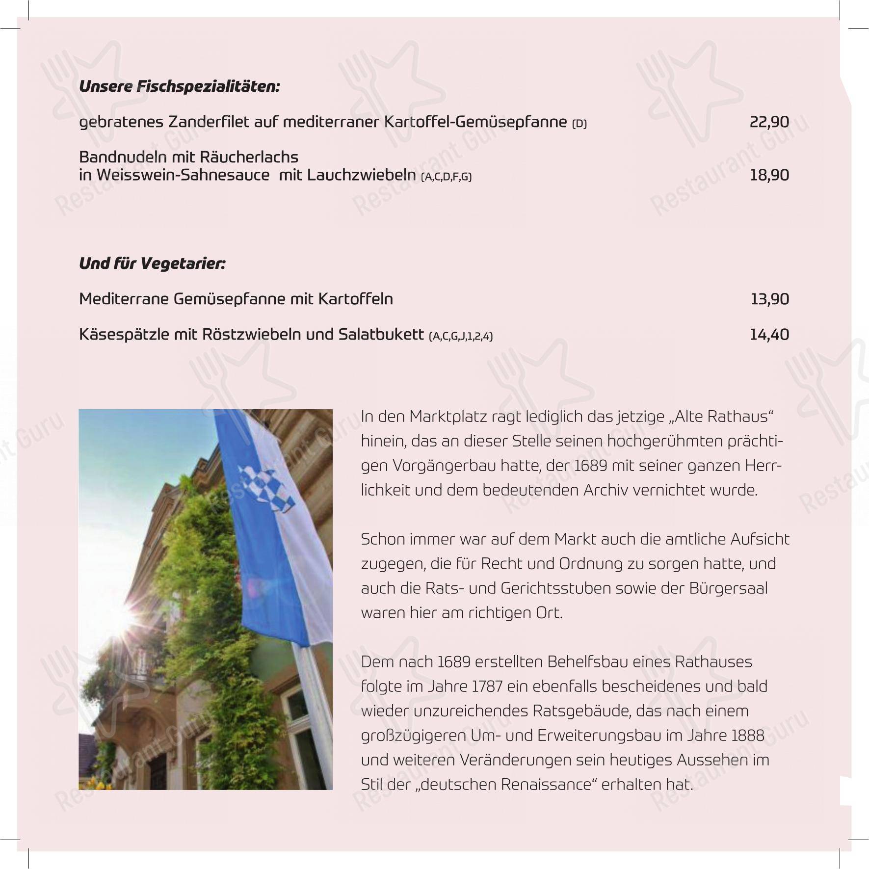 Altes Rathaus в Бреттене - Меню напитков