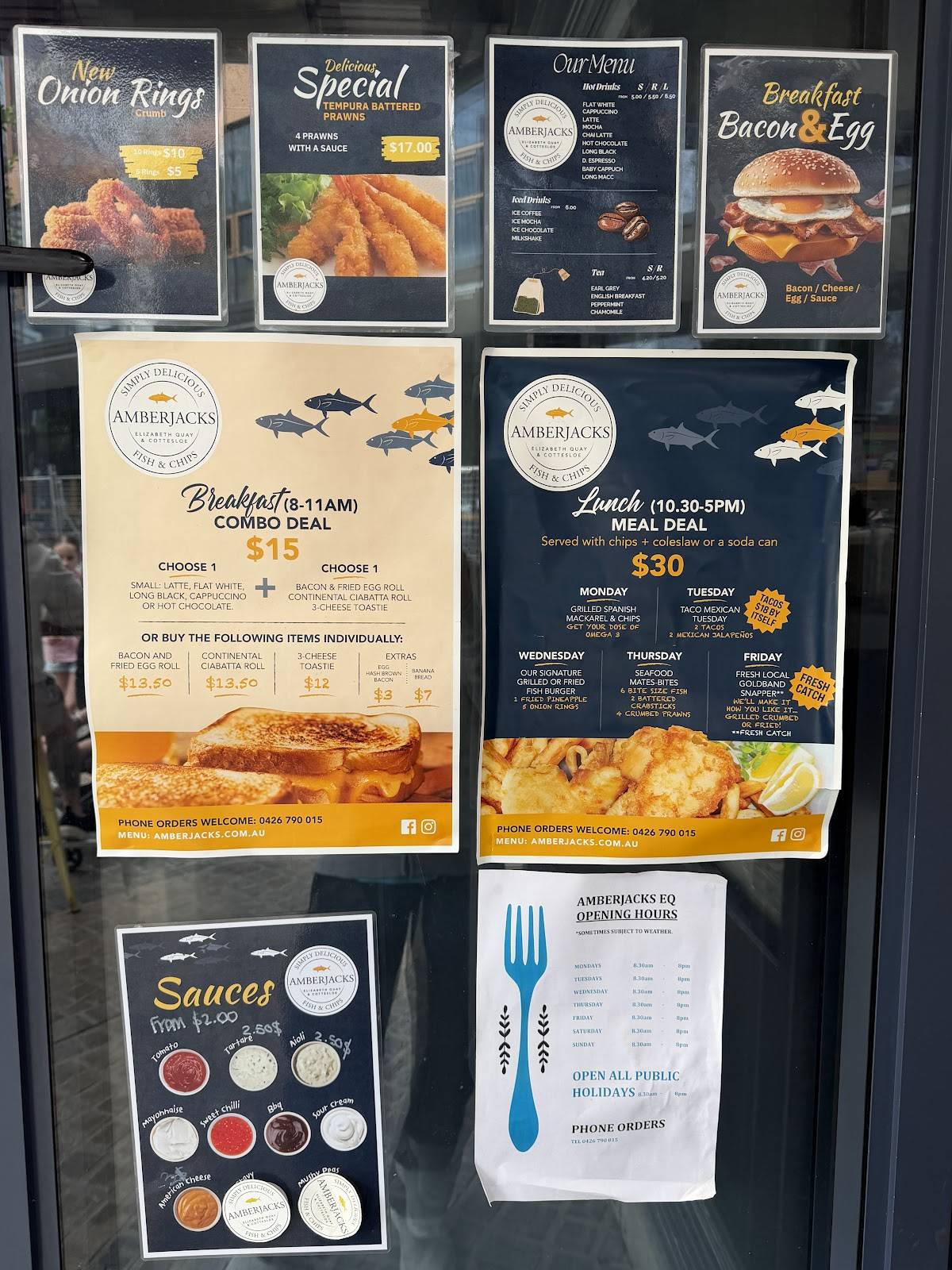 Amberjacks Fish and Chips Cafe, Elizabeth Quay, Perth City меню