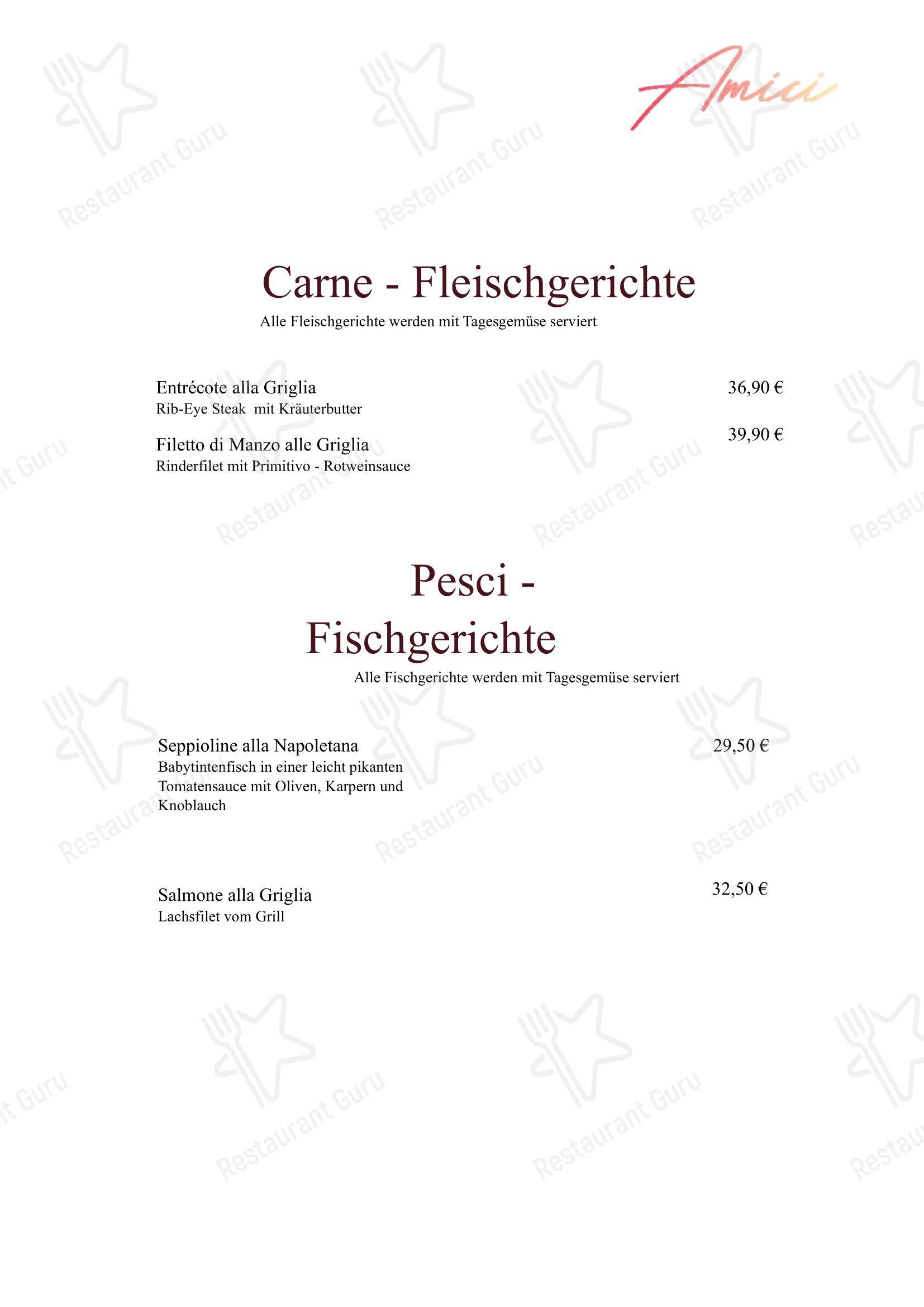 菜单 ресторана Amici