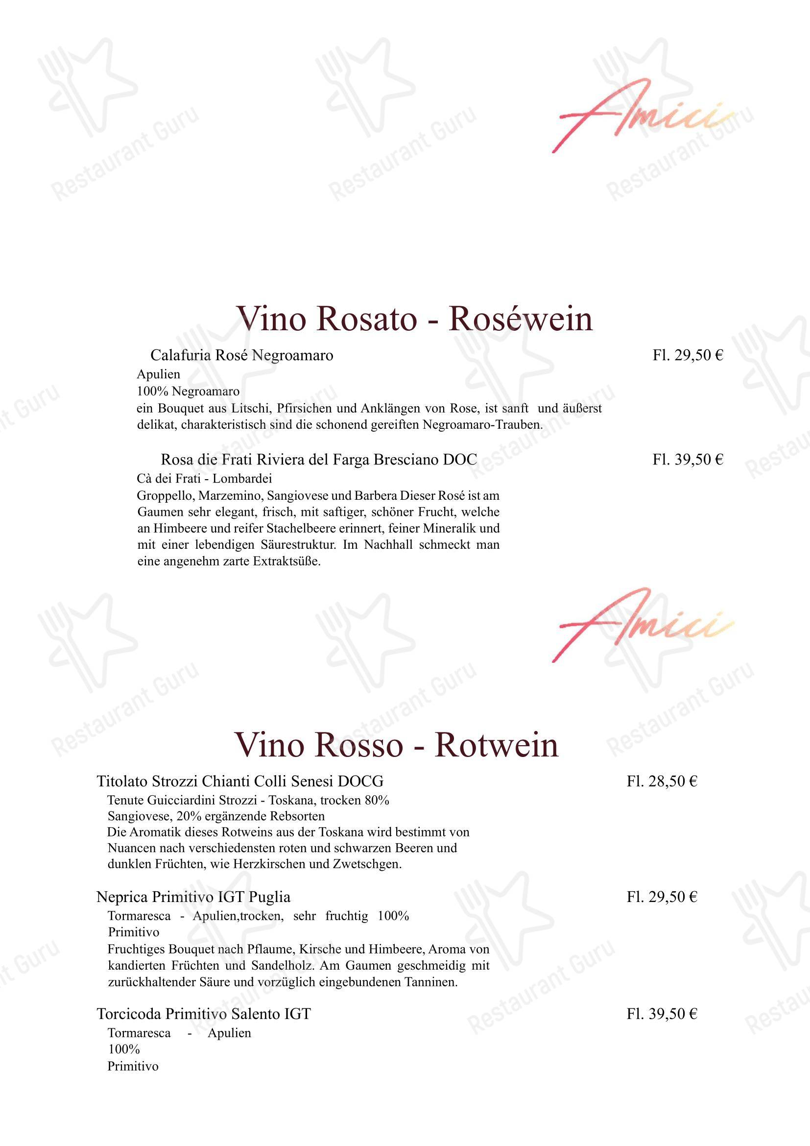 Меню ресторана Amici - 菜单
