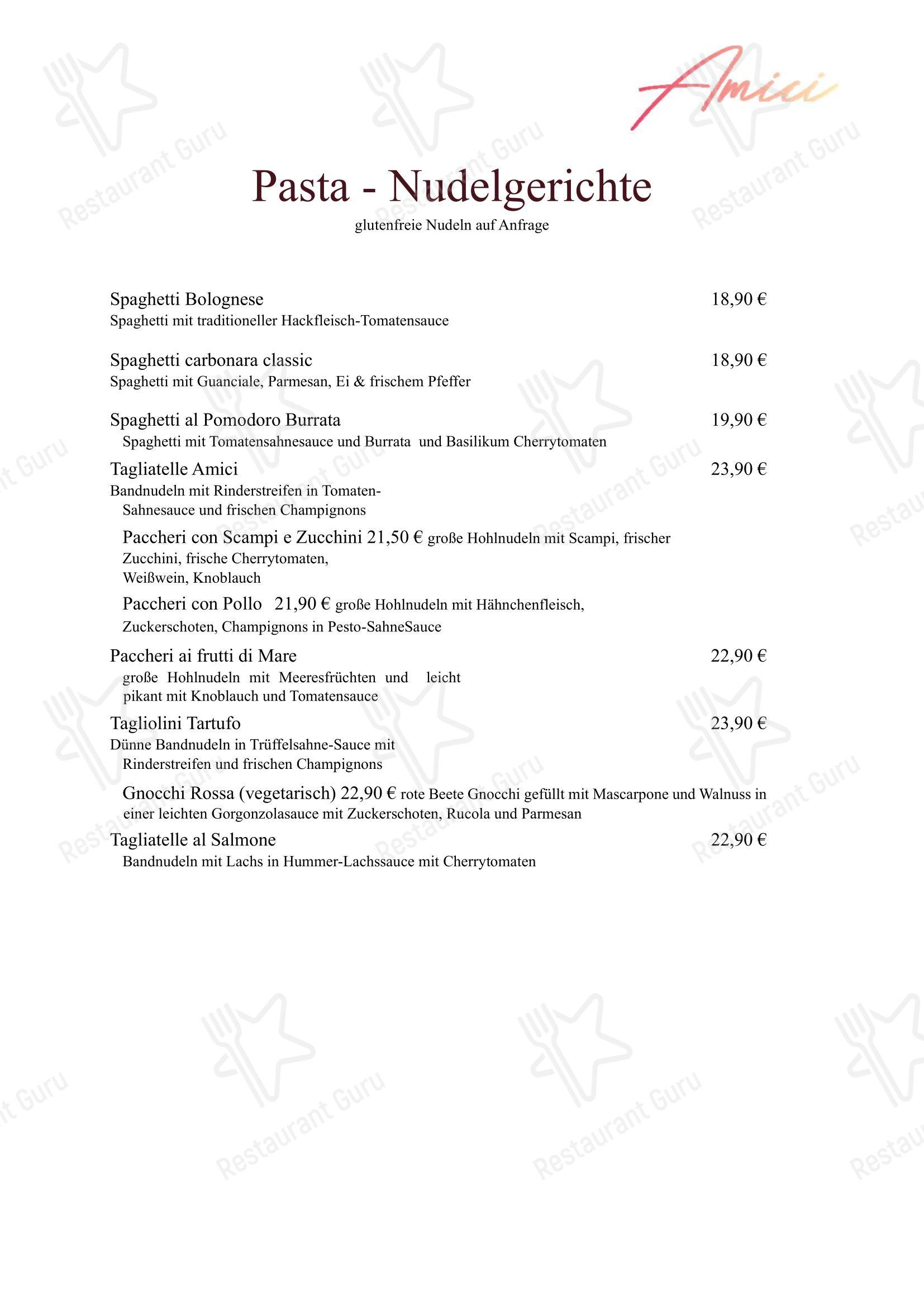 Меню ресторана Amici - 菜单