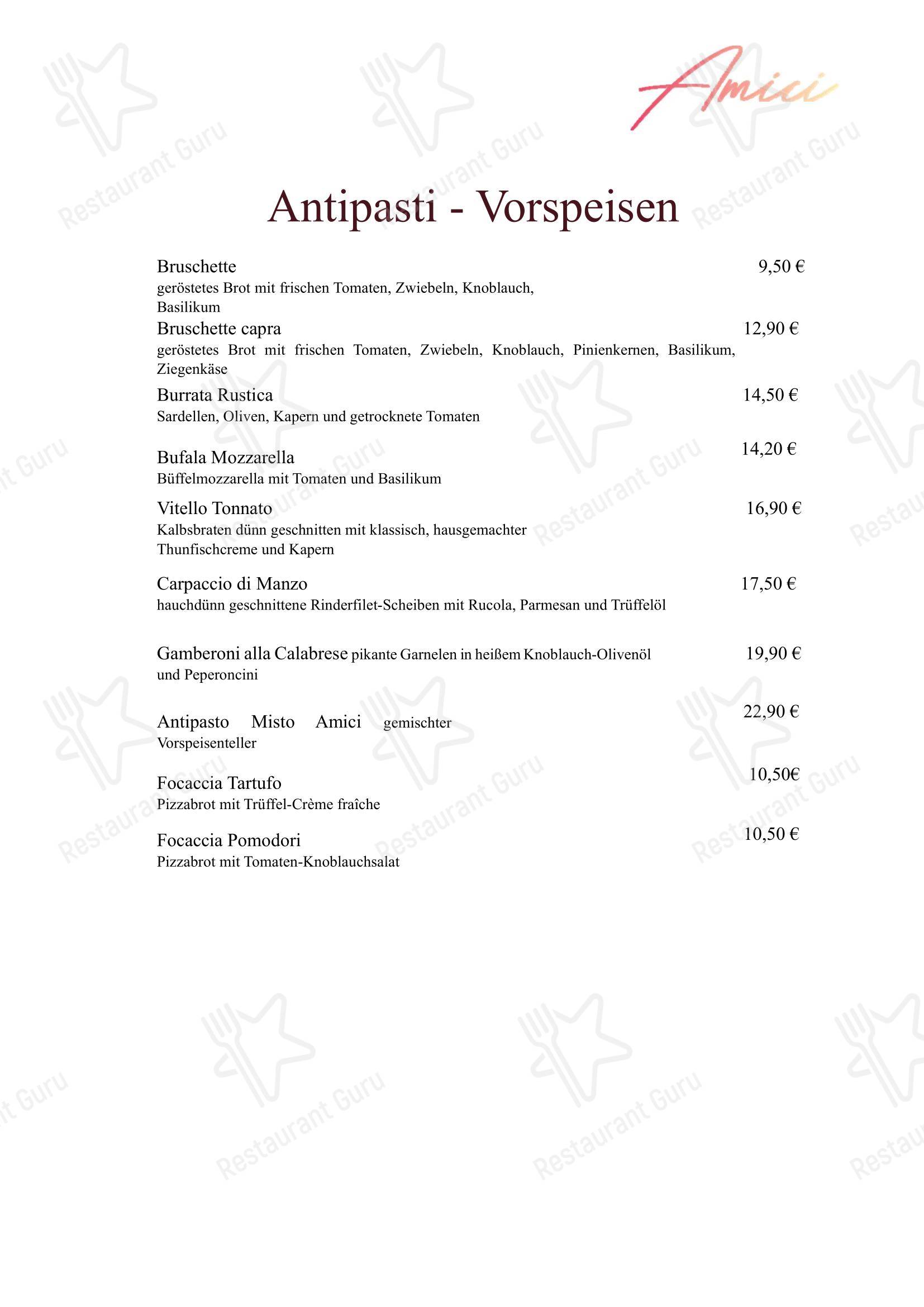 Меню ресторана Amici - 菜单