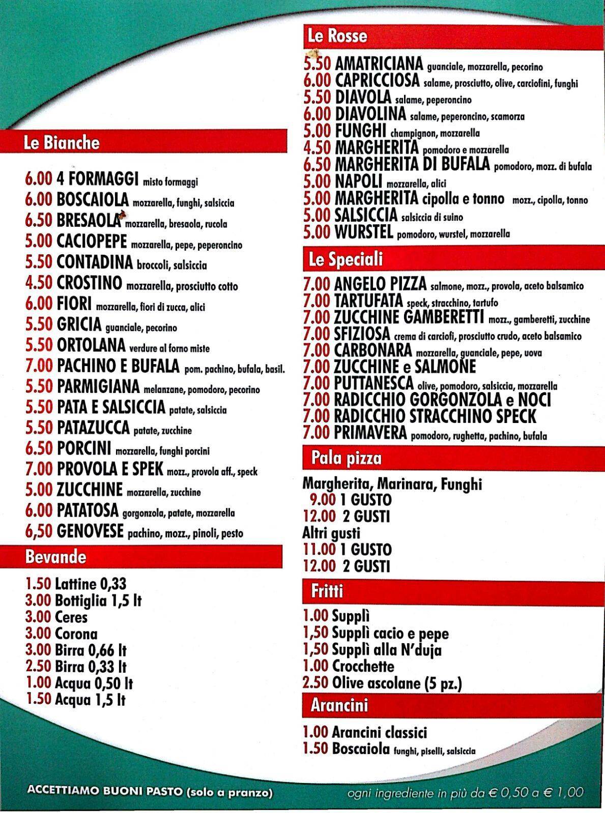 Angelo Pizza меню