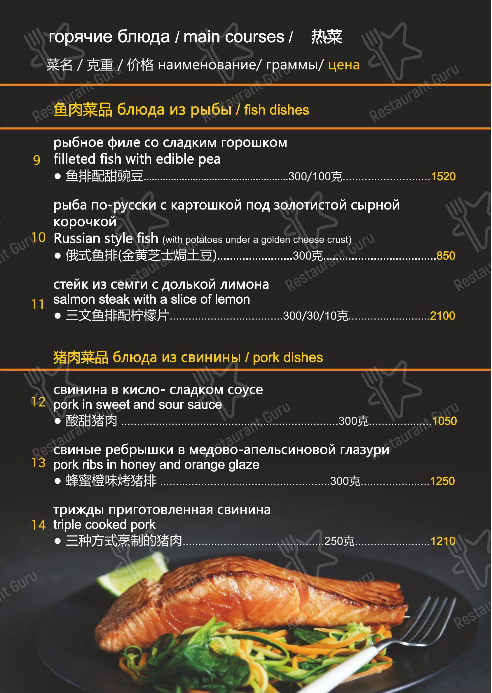 Меню кафе Appetite в Yakhroma