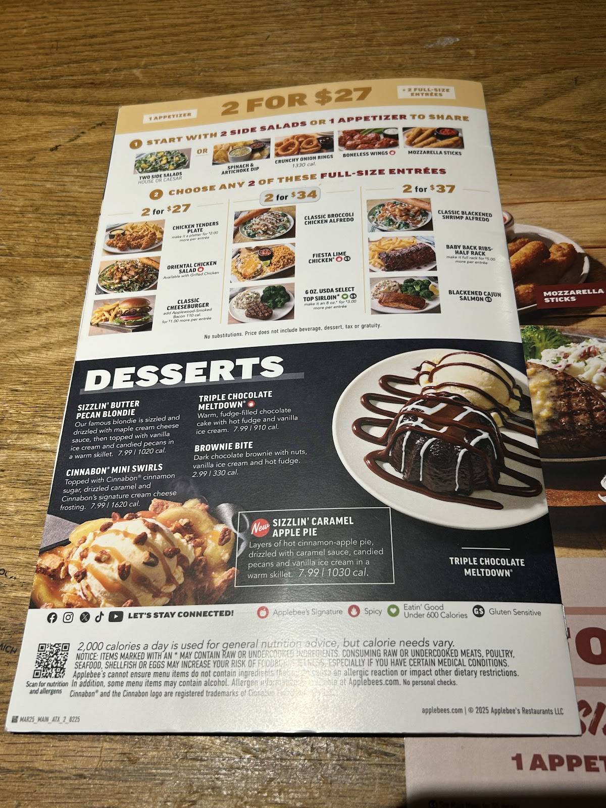 Applebee's Grill + Bar меню
