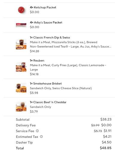 Arby's меню