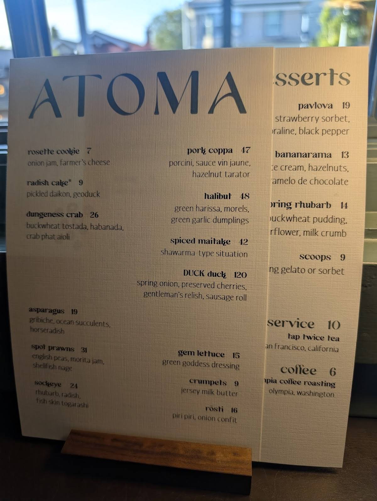 Atoma меню