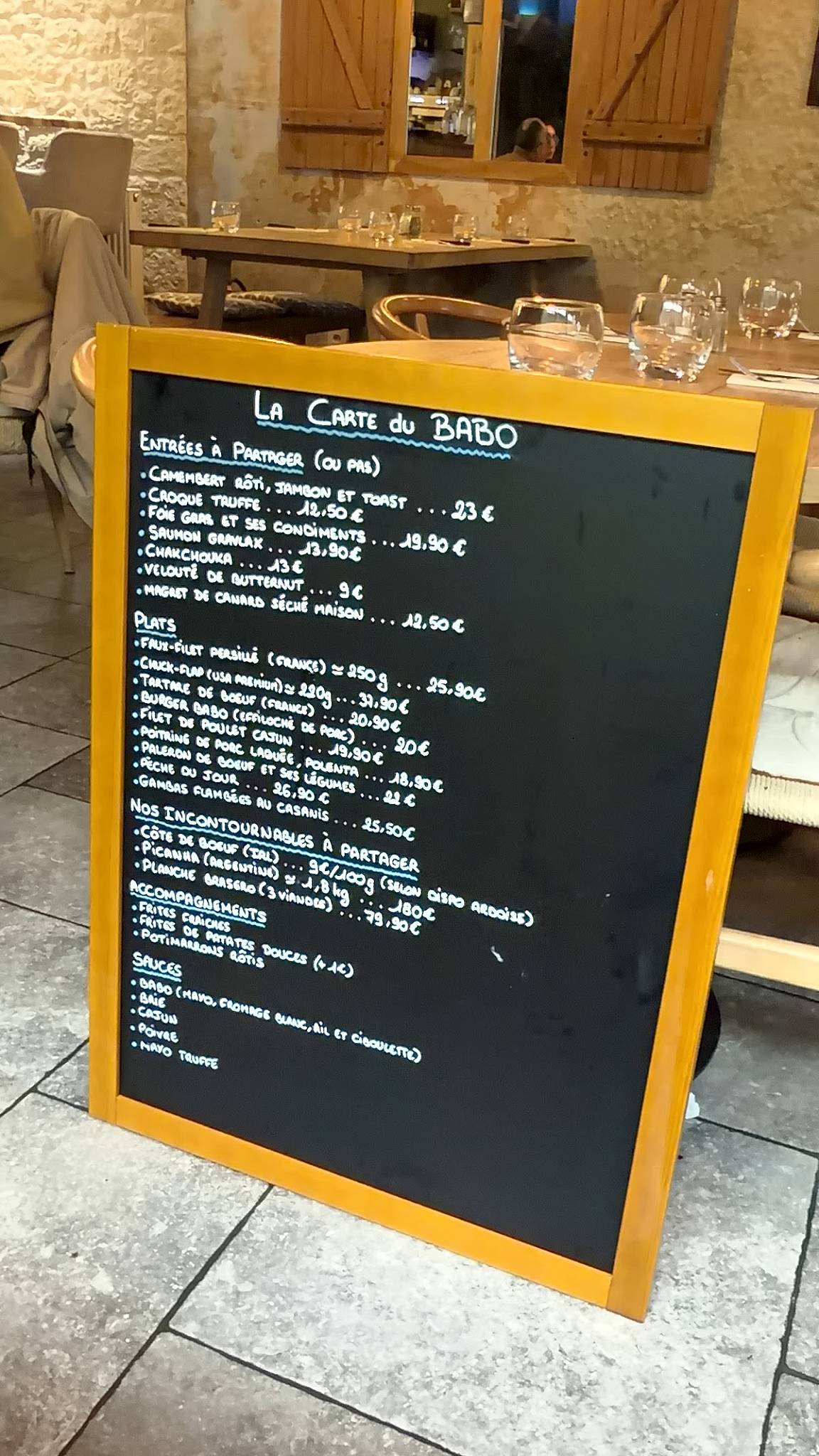 BABO ! - Restaurant Traiteur brasero меню