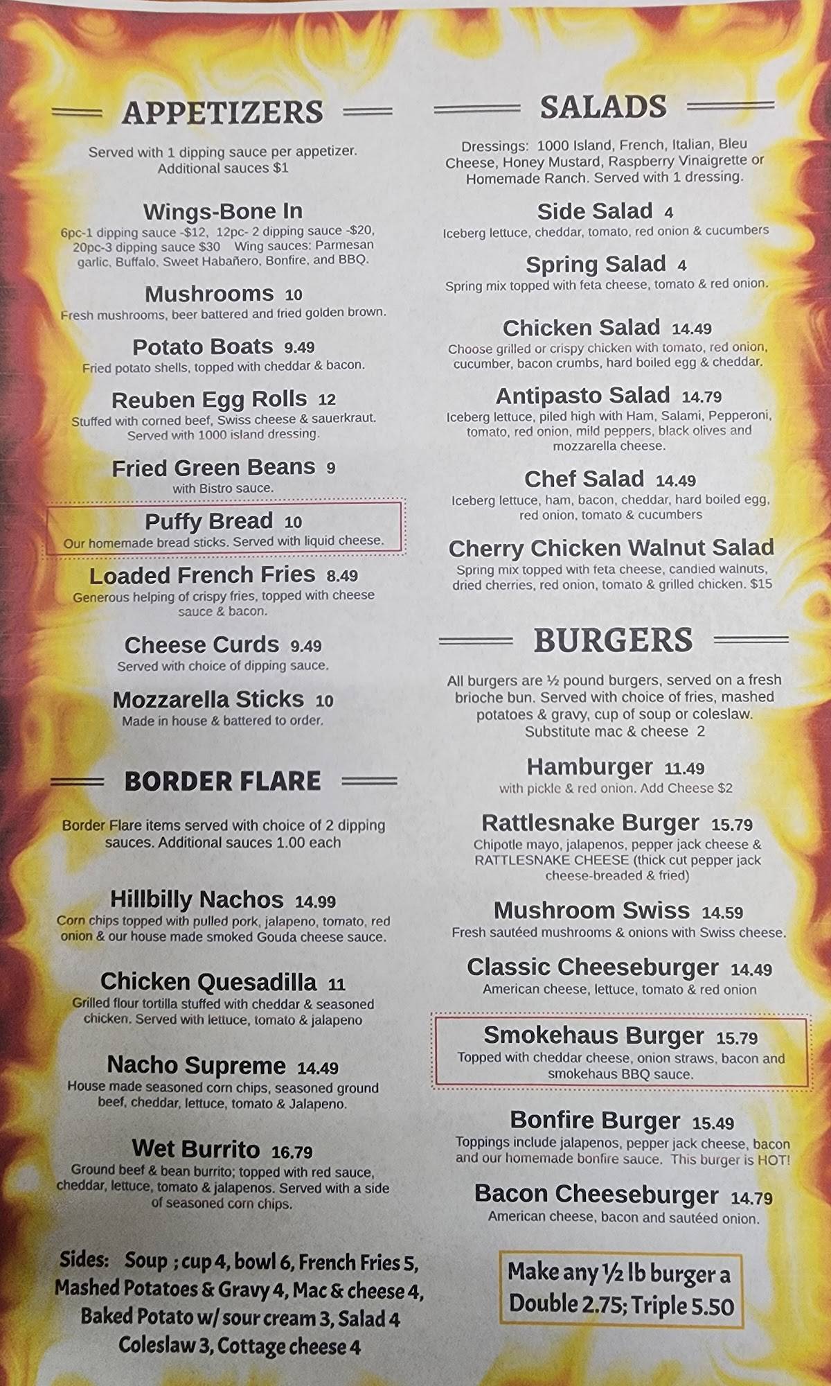 BACKWOODS BAR & GRILL OF BURT меню