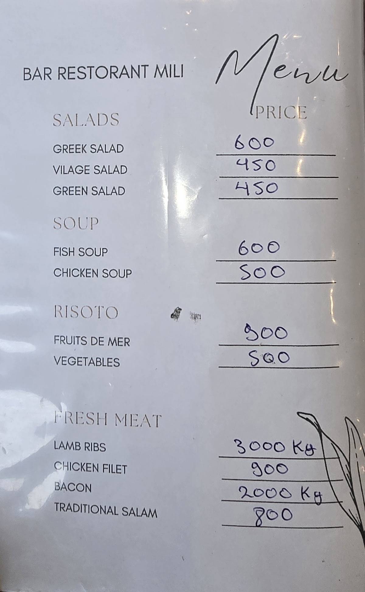 BAR RESTORANT BITRI меню