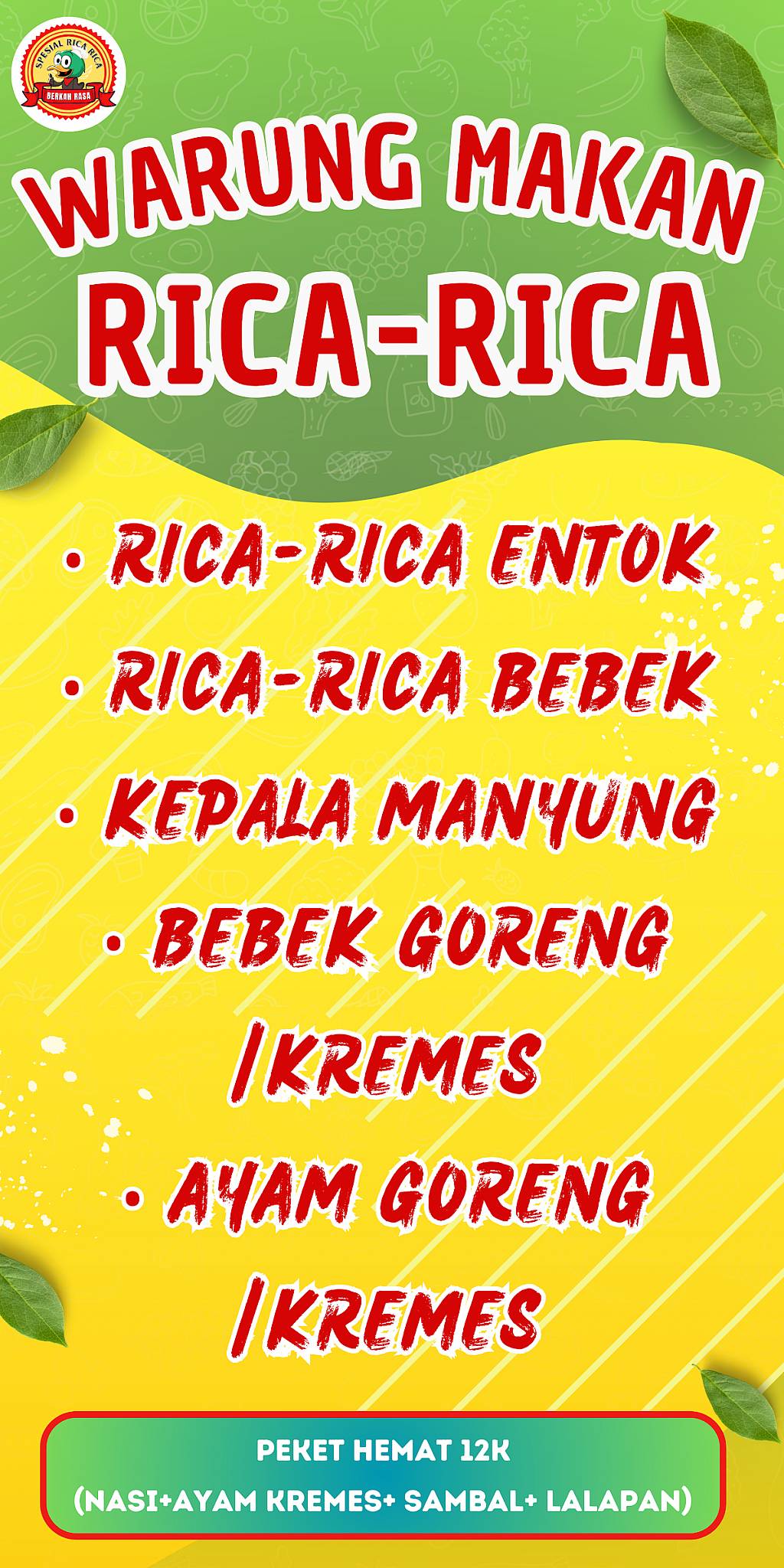 BERKAH RASA (WARUNG MAKAN RICA-RICA) меню