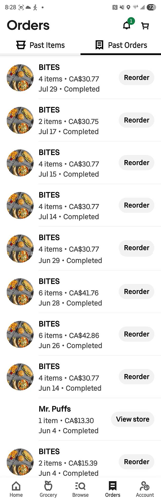 BITES меню