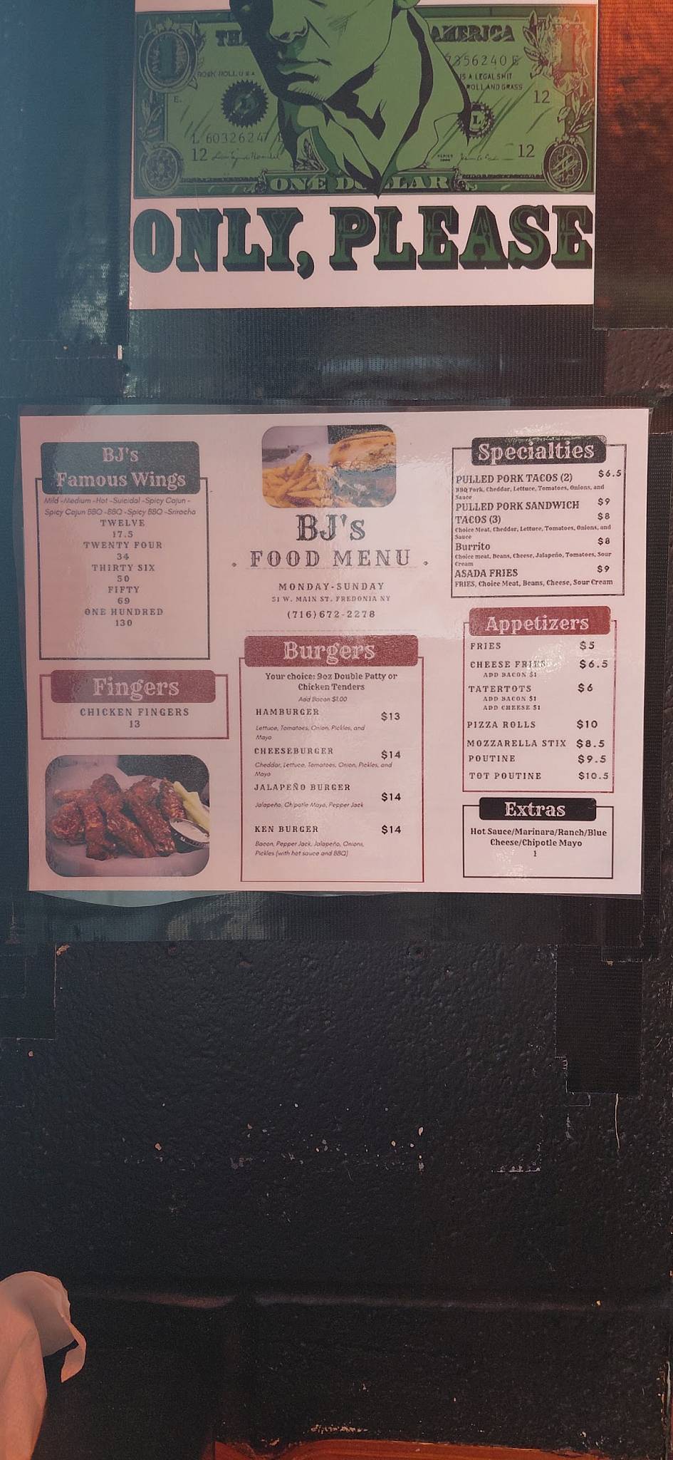 BJ's меню