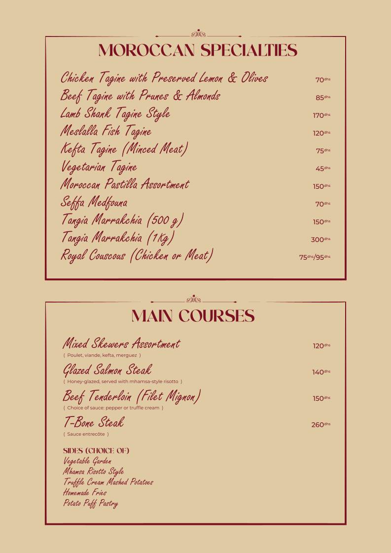 Bacha Rouge Restaurant меню