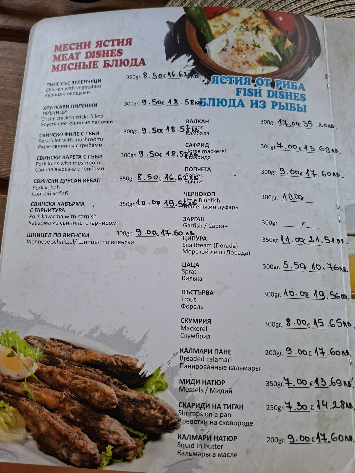 Bistro Vodopada меню