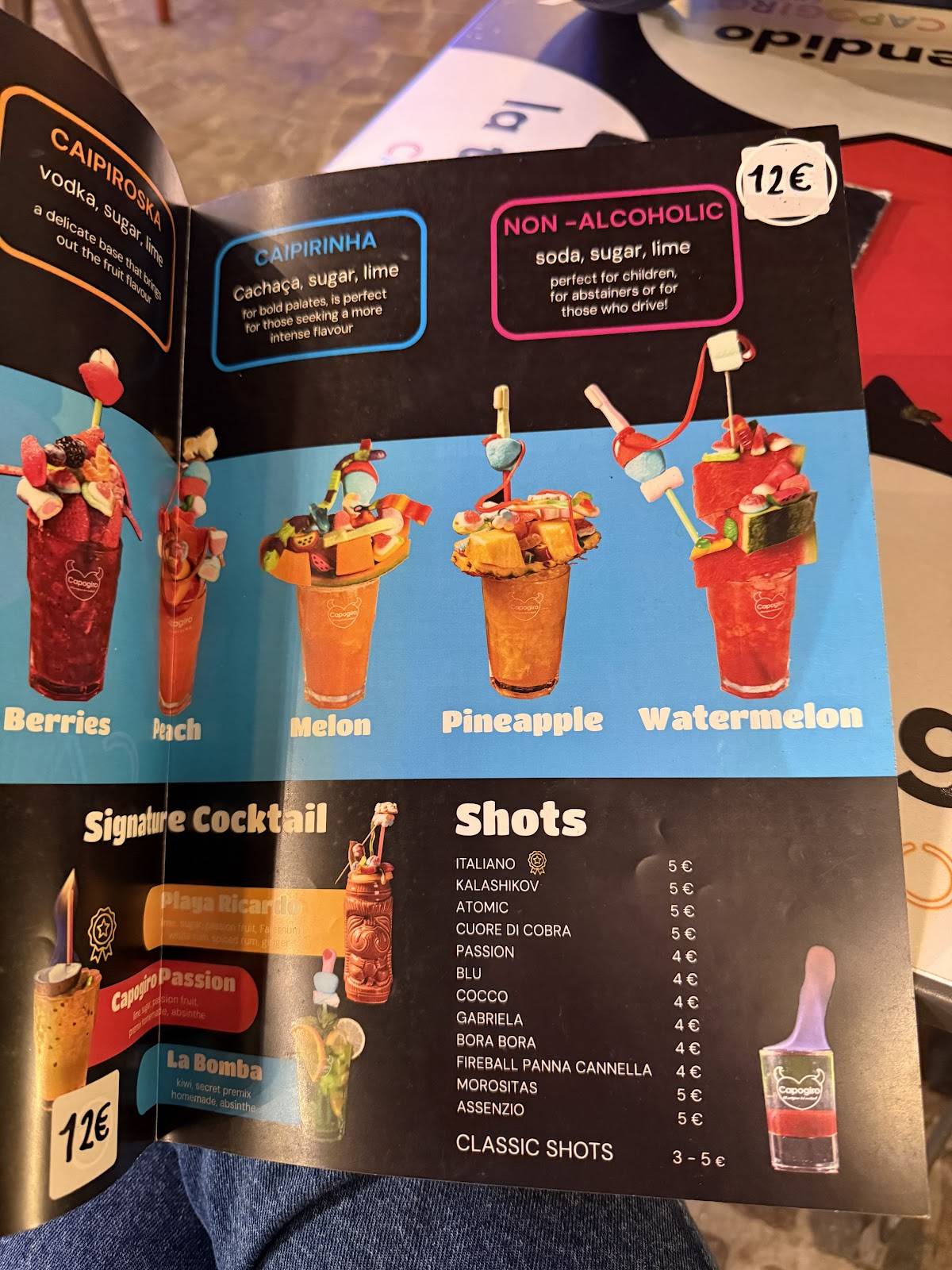 Bar Capogiro меню