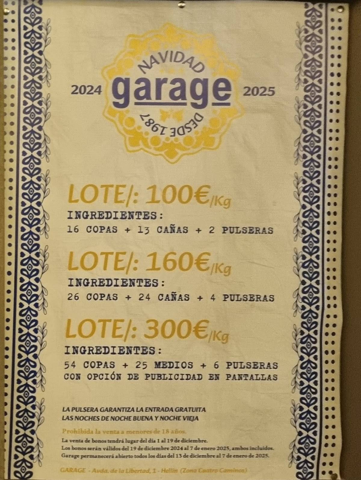 Bar Garage меню