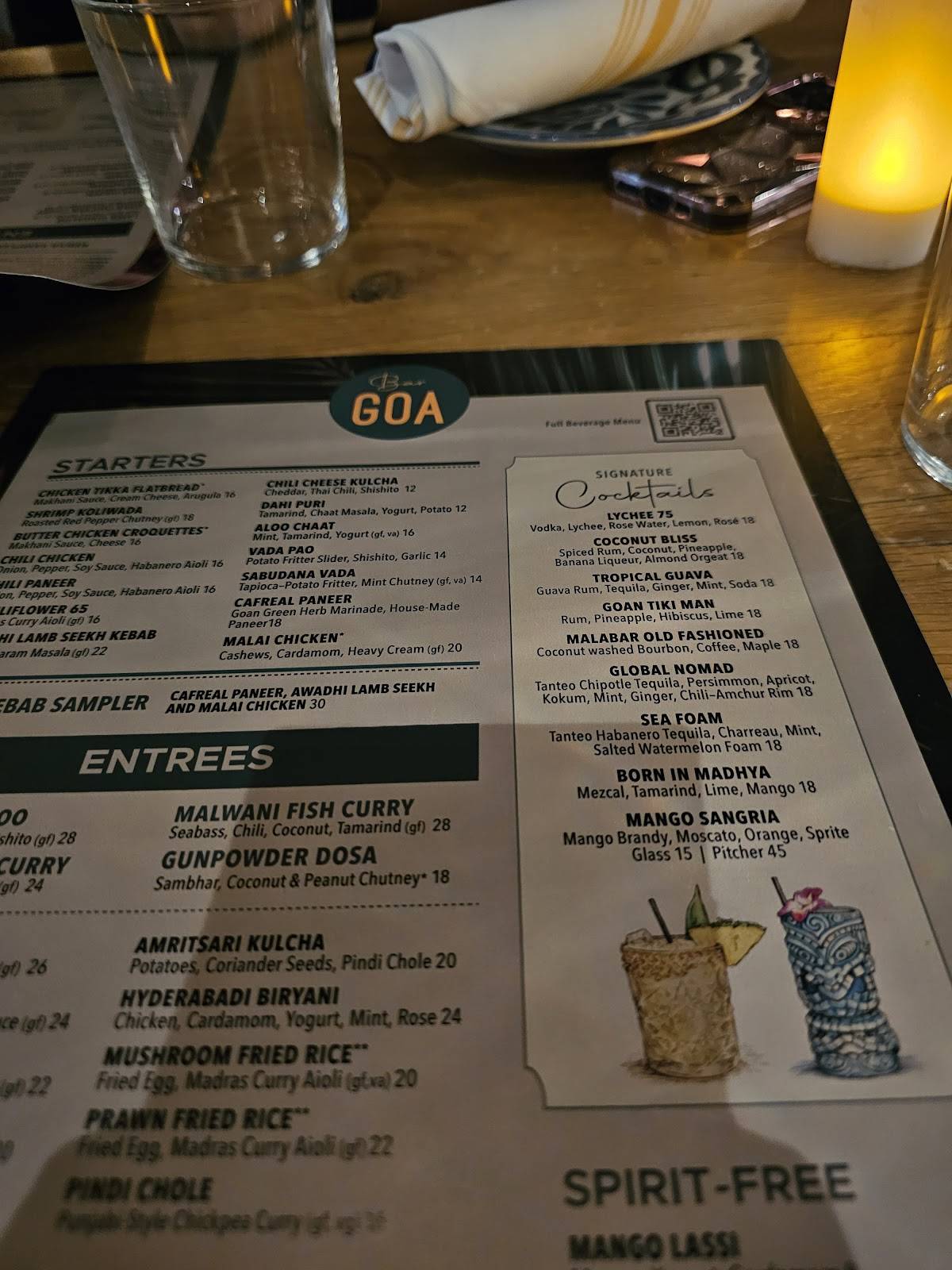 Bar Goa меню